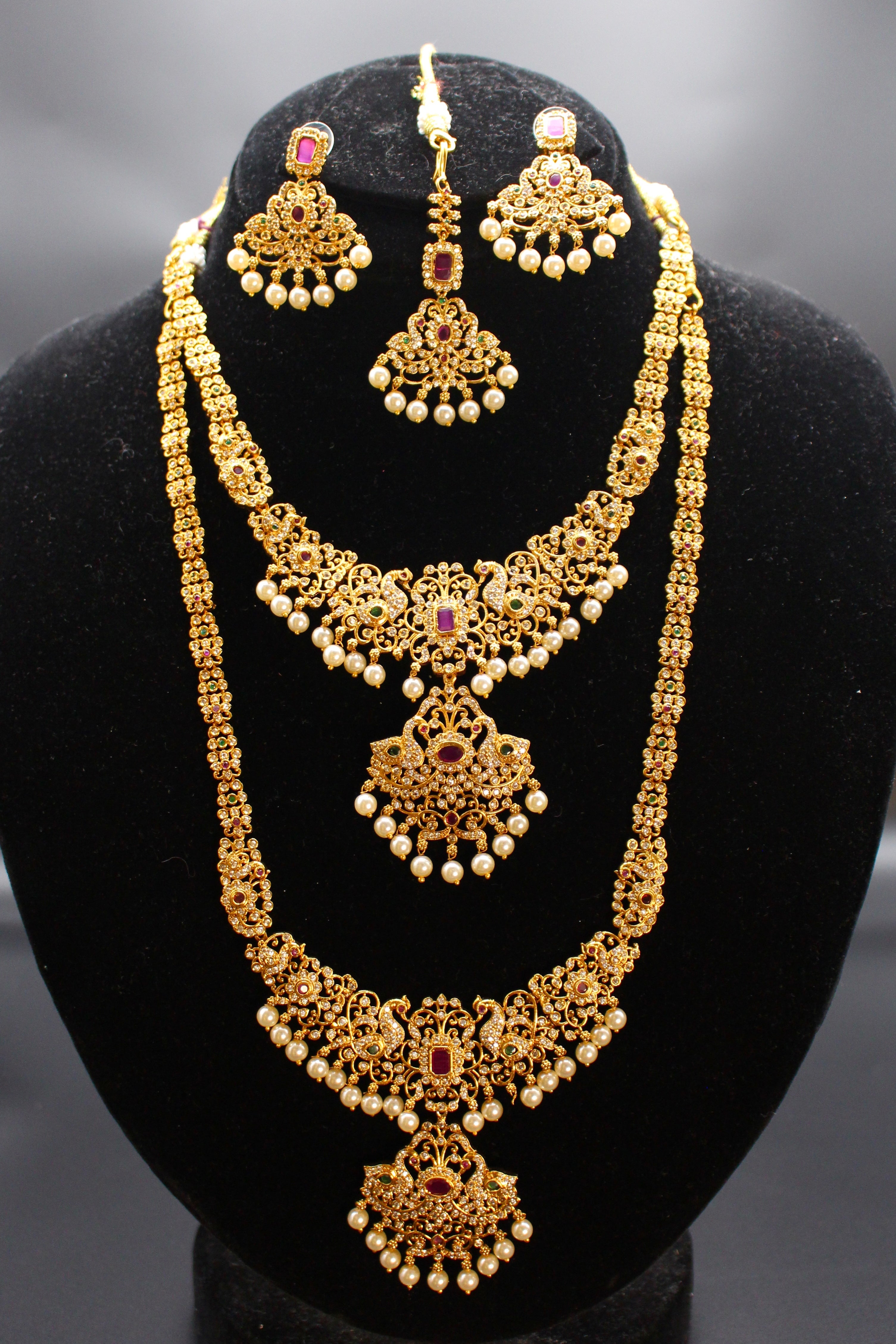 Bridal Jadau Combo Set With Bindi - Aloro Jewels