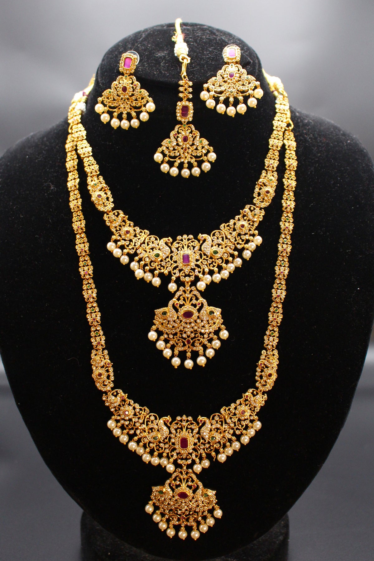 Bridal Jadau Combo Set With Bindi - Aloro Jewels