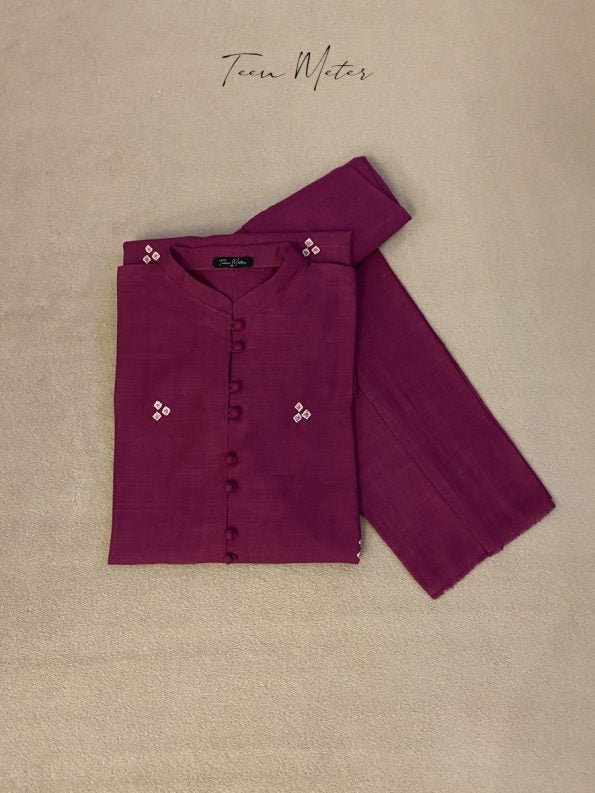 Burgandy 2pc Emb khadder - Teen Meter