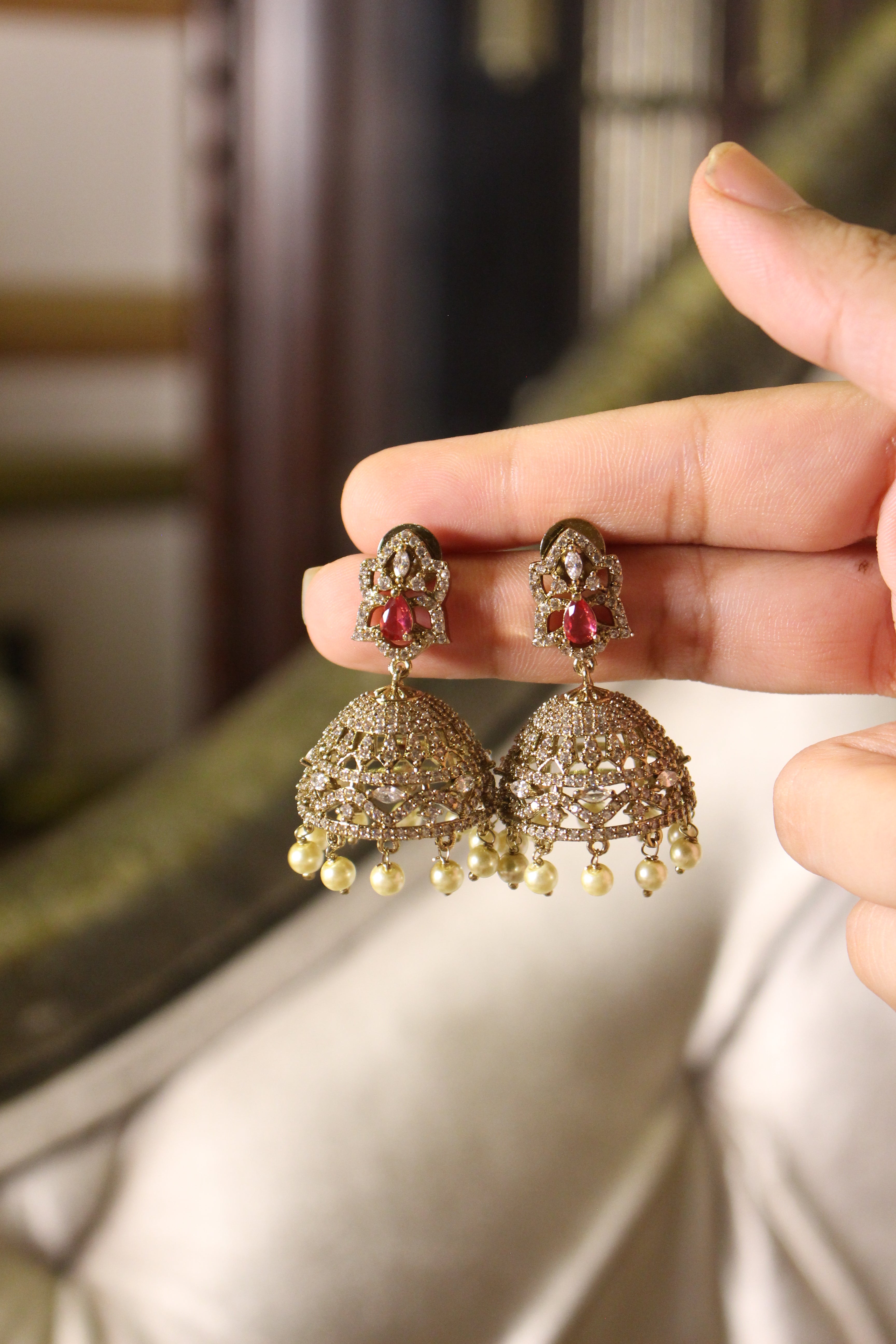 Diamond Style Jhumki Short - Aloro Jewels