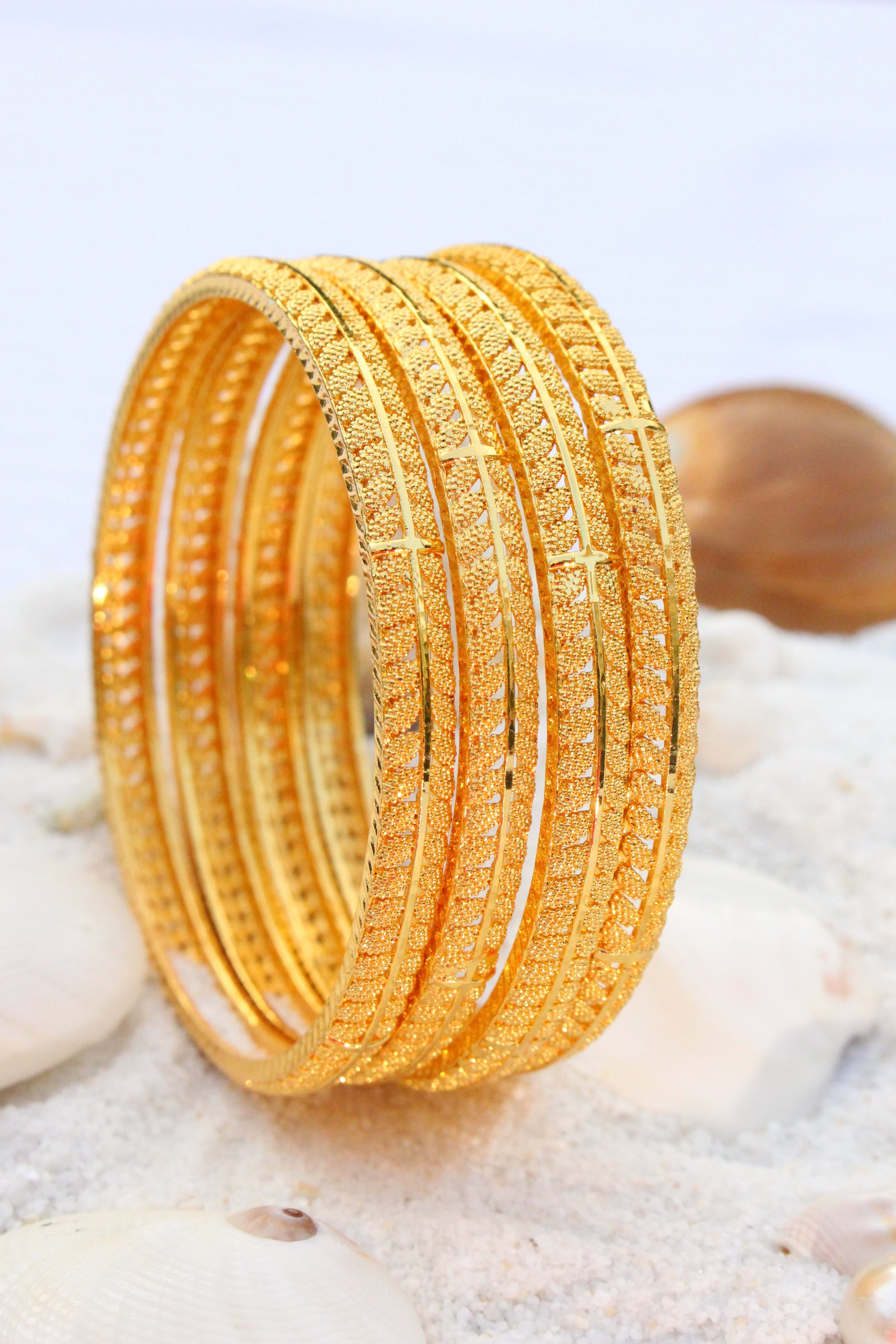 4 Pcs Gold Plated Bangles - Aloro Jewels
