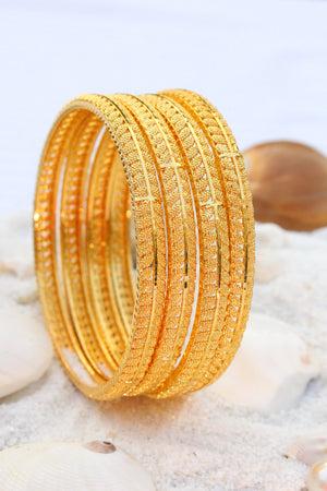 4 Pcs Gold Plated Bangles - Aloro Jewels
