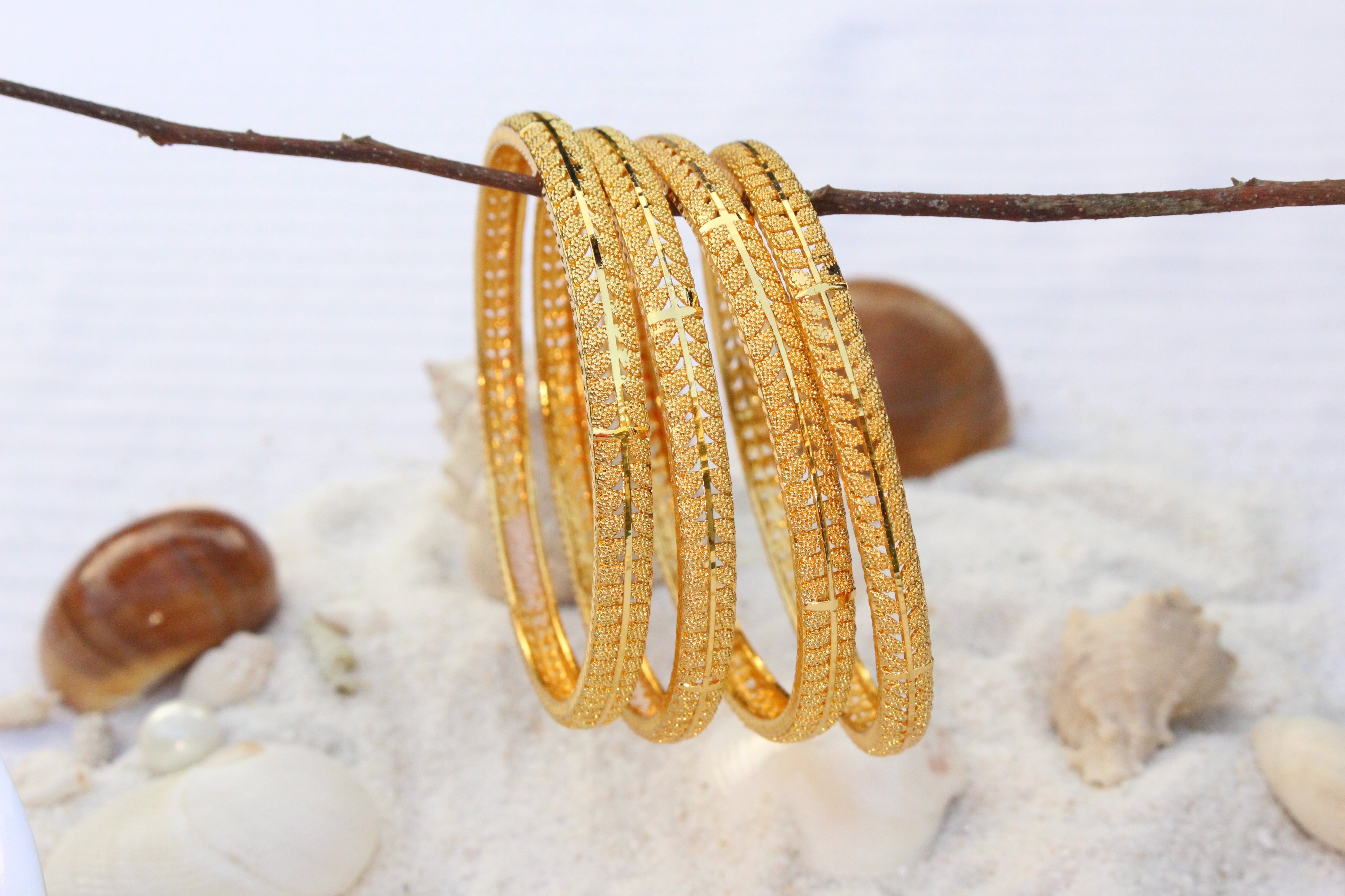 4 Pcs Gold Plated Bangles - Aloro Jewels