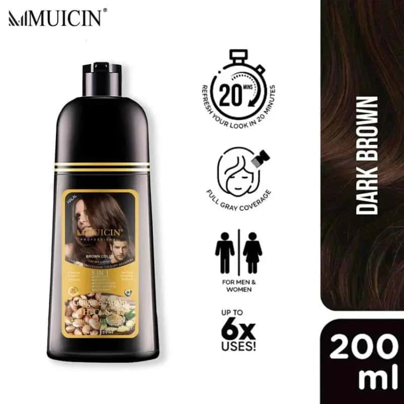 5 In 1 Hair Color Shampoo With Ginger & Argan Oil - Muicin