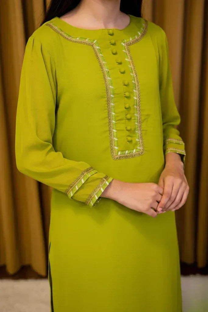 Lime Green Georgette 3 Piece Suit (Teens) - Shadeforteen