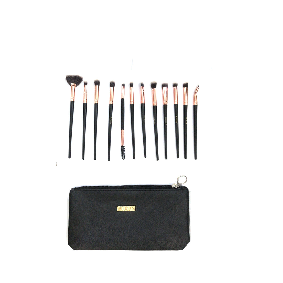 Black Pouch Rose Gold Eye Brush Set - Muicin