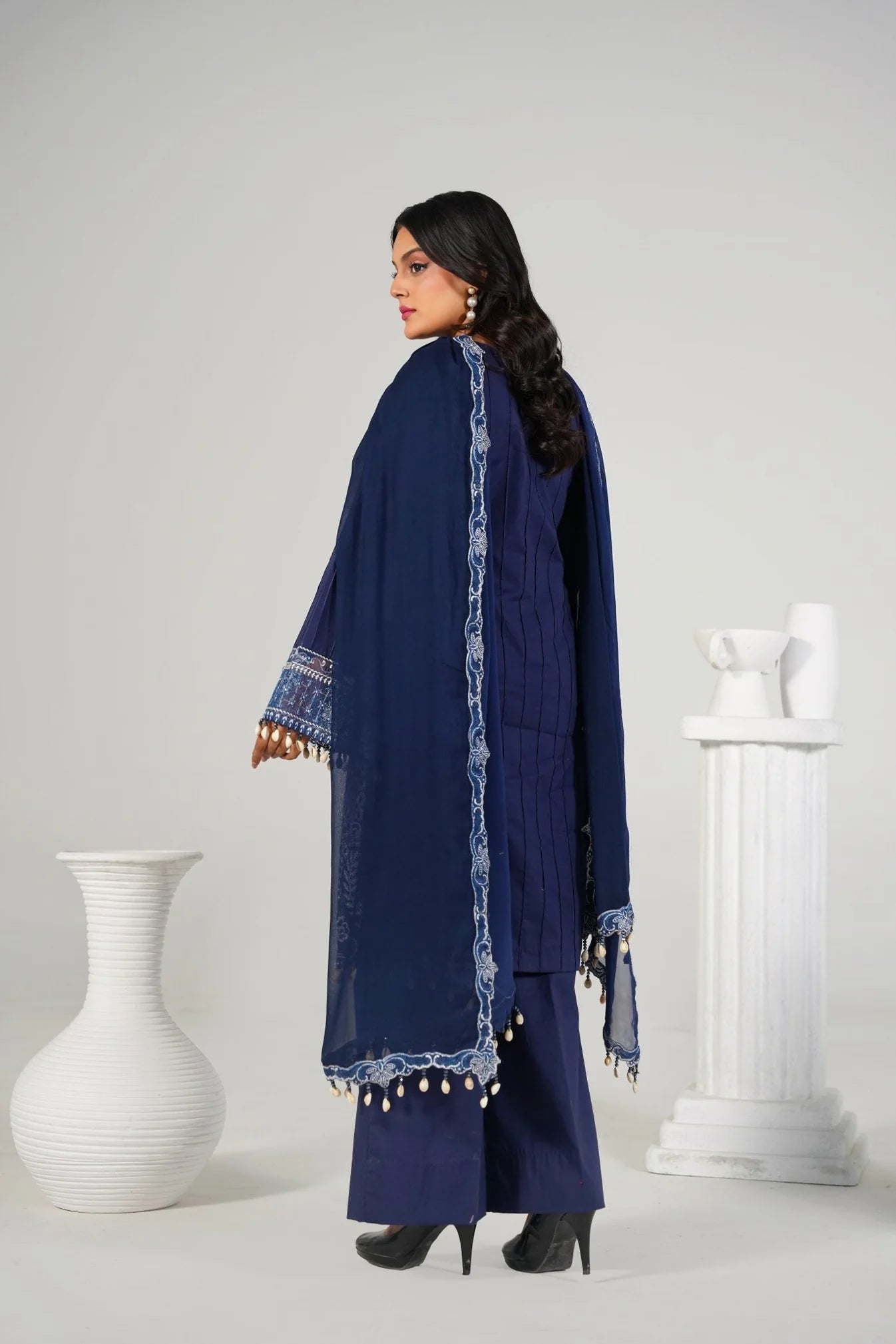 3 Piece Unstitched - Embroided Premium Lawn Blue Suit - Abeer Rasheed