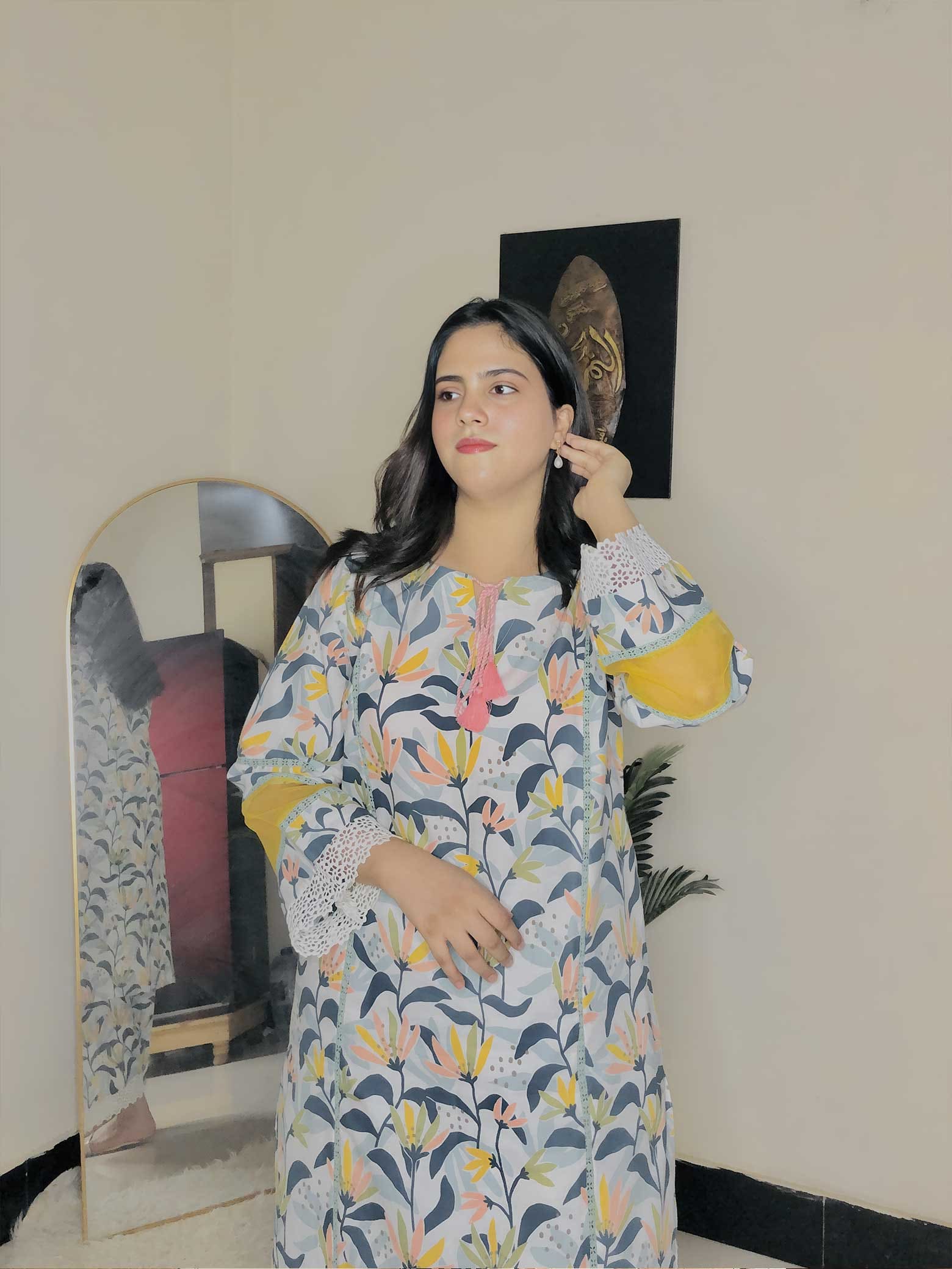 2 Piece Cotton Embroidered Suit