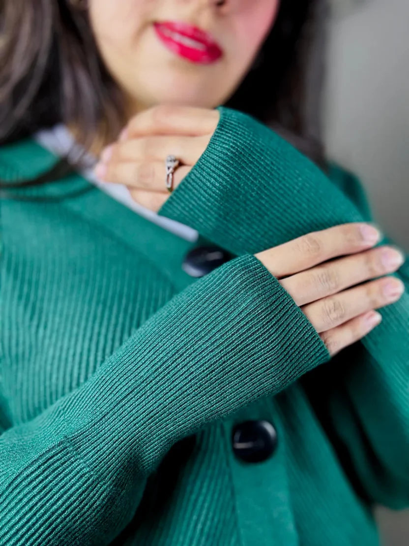 V-Neck Knit Cardigan Loose Bat Sleeve - Velora