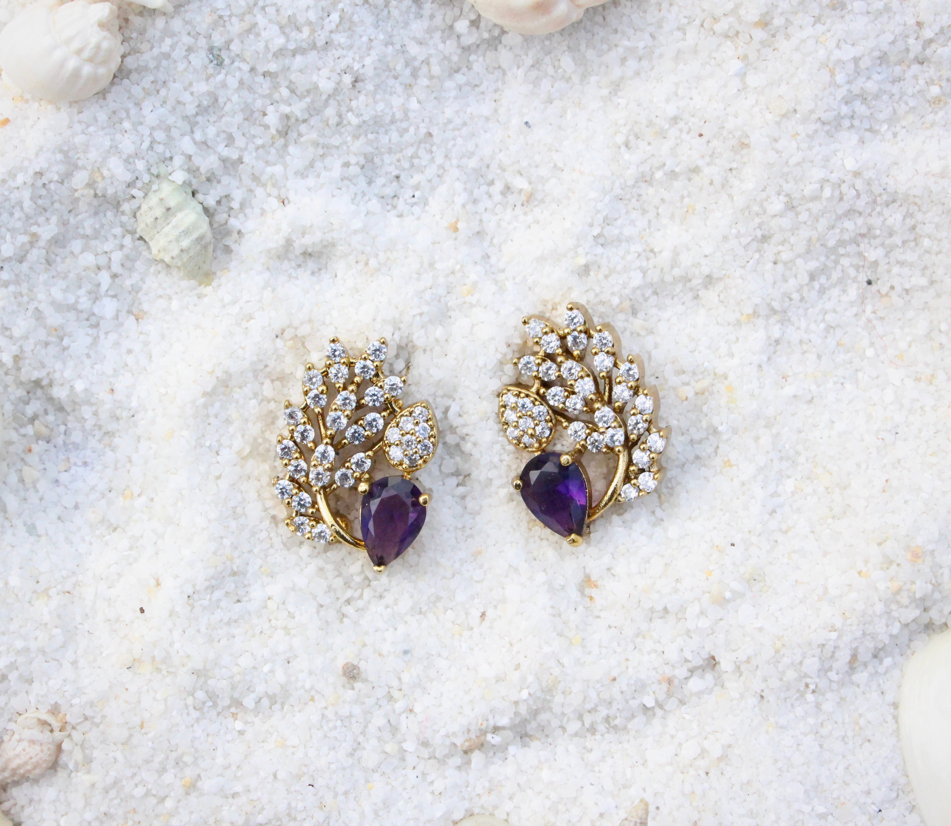 Leaf Stud Earrings - Aloro Jewels