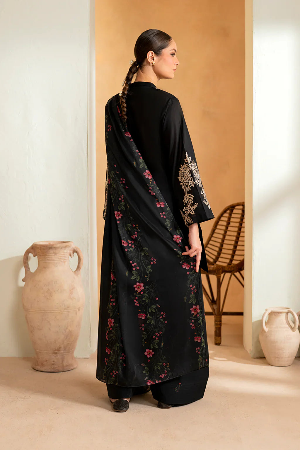 BLACK BIRD 3 PIECE EMBROIDERY - Tawakal Closet