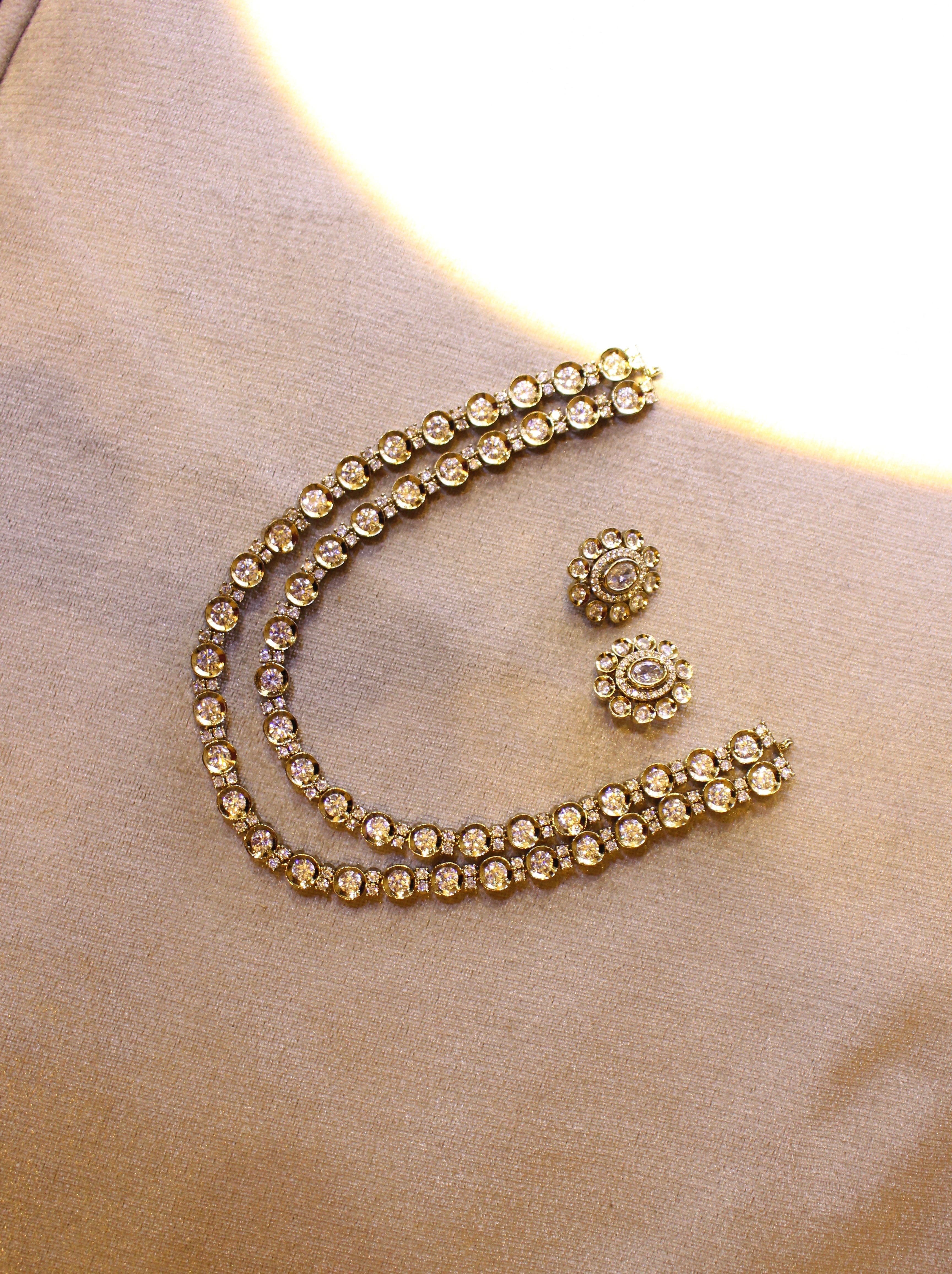 Gold Plated American Diamond Kundan Necklace - Aloro Jewels