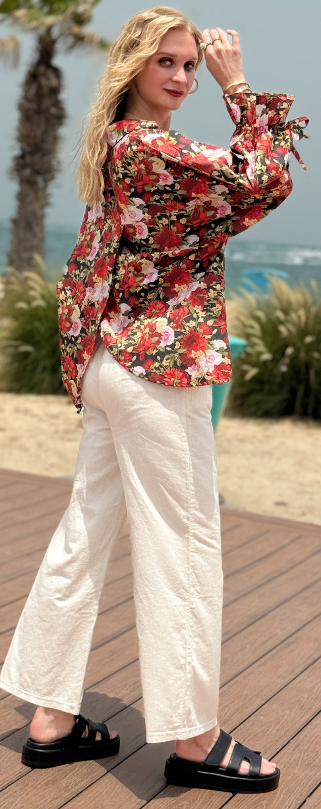 Classic Wide-Leg Linen Trousers - Meemseen Independent