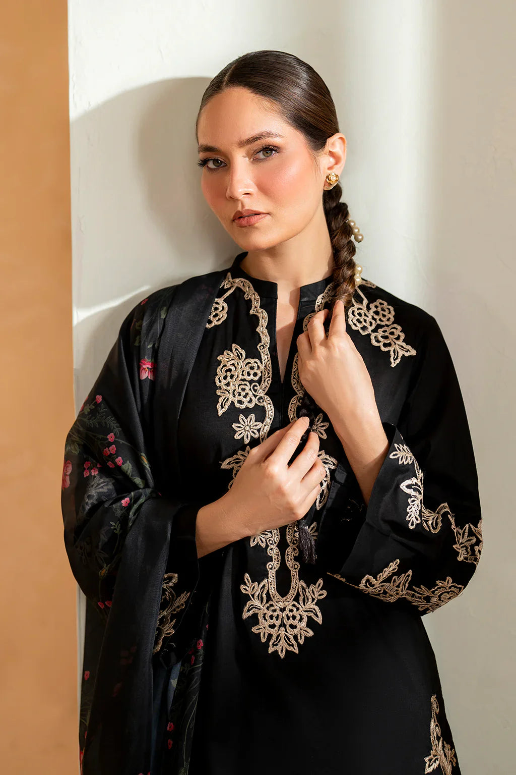 BLACK BIRD 3 PIECE EMBROIDERY - Tawakal Closet