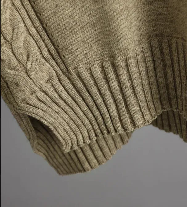 Women’s Solid Cable-Knit Sweater — V-Neck, Side-Slit Hem - Velora