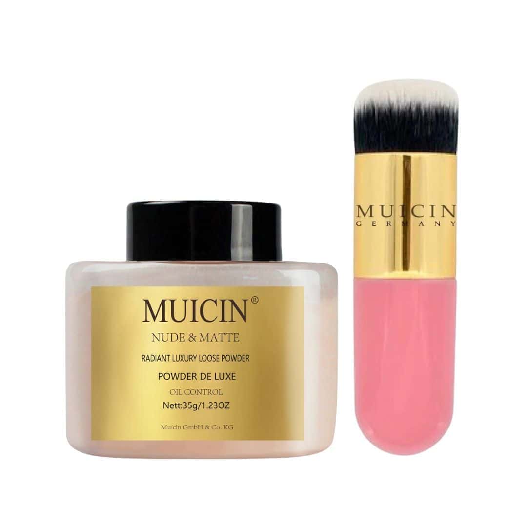 Gold Radiant Loose Powder & Kabuki Brush - Muicin