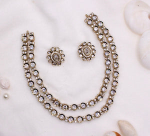 Gold Plated American Diamond Kundan Necklace - Aloro Jewels