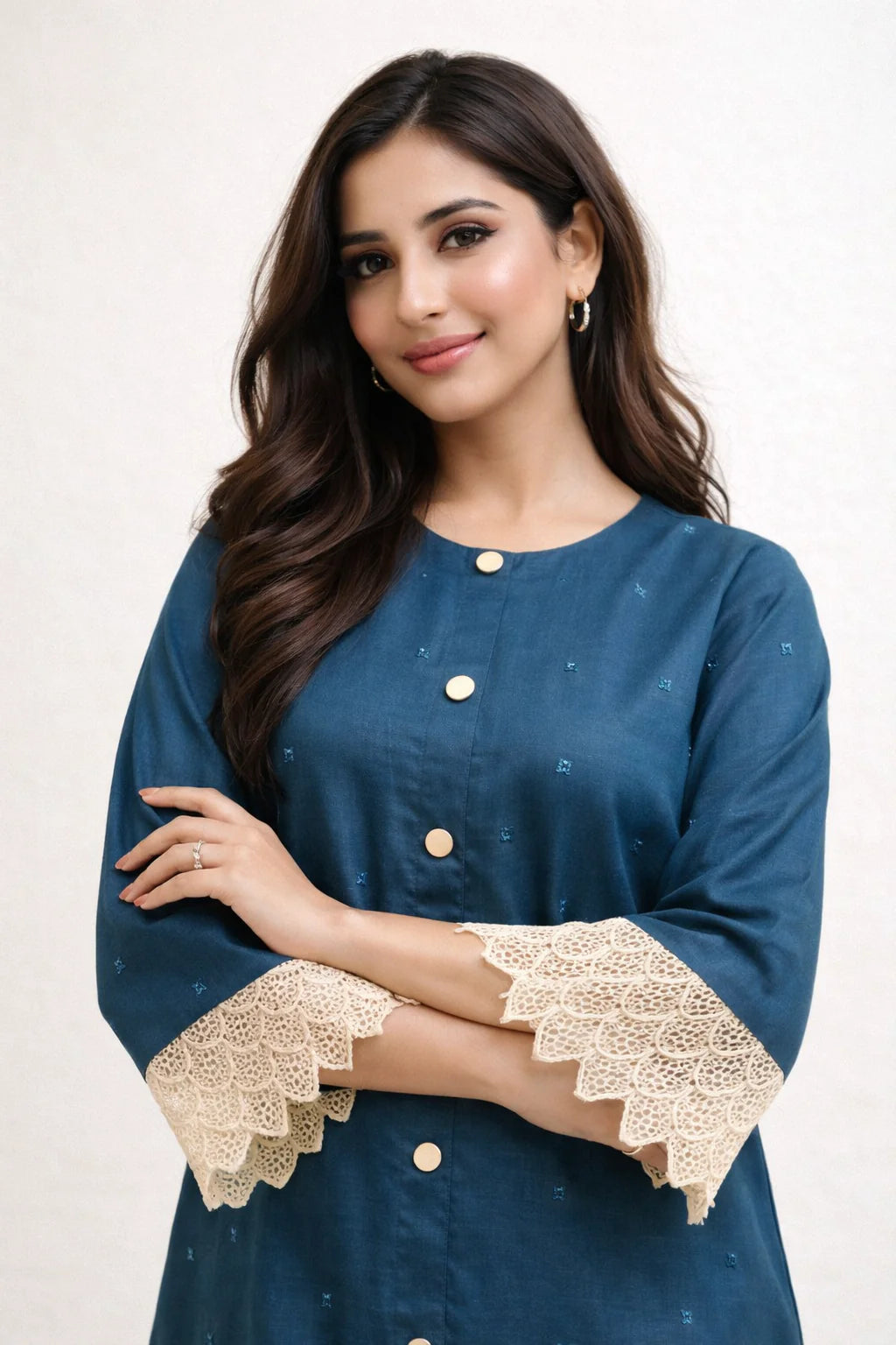 2 Piece Cotton Embroidered Suit