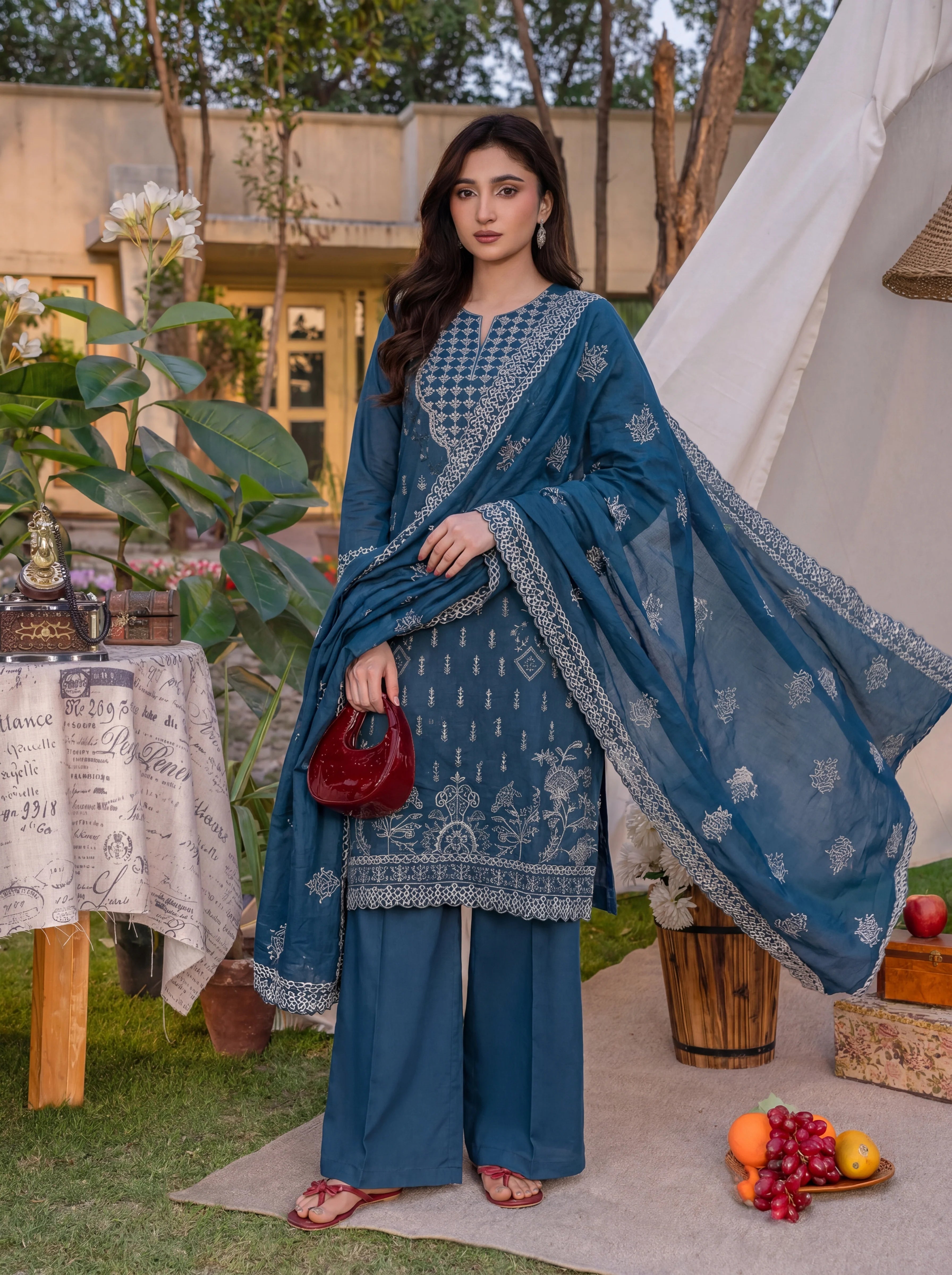 MOON PEARL 3PC LAWN SUIT - SS-1072 - Sundar Stitch