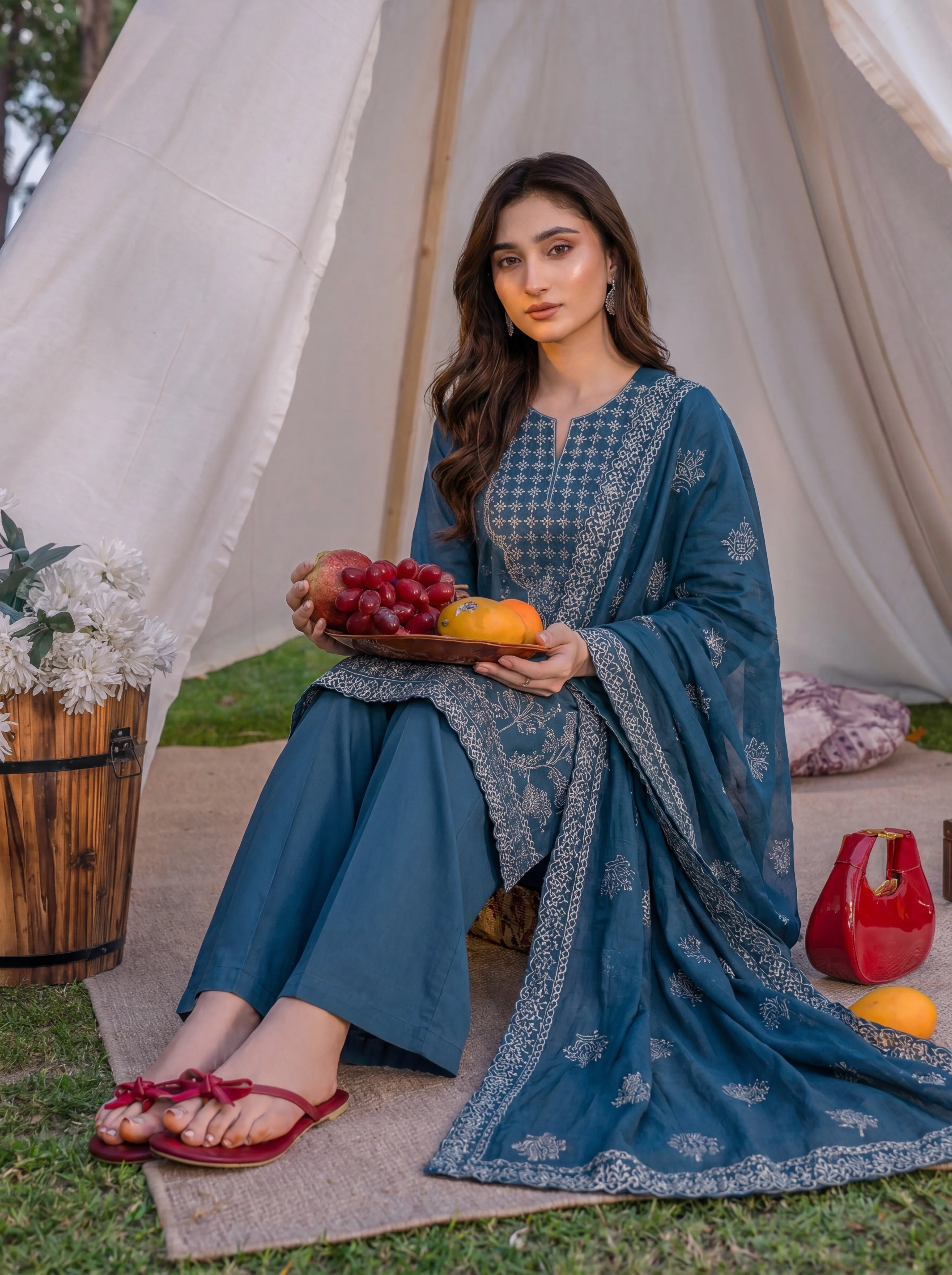 MOON PEARL 3PC LAWN SUIT - SS-1072 - Sundar Stitch
