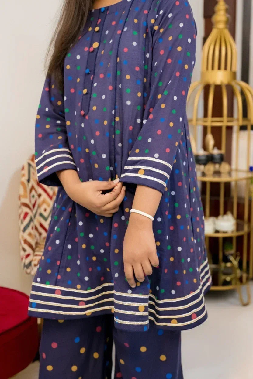 Indigo With Multi Color Polka Dot - Shadeforteen