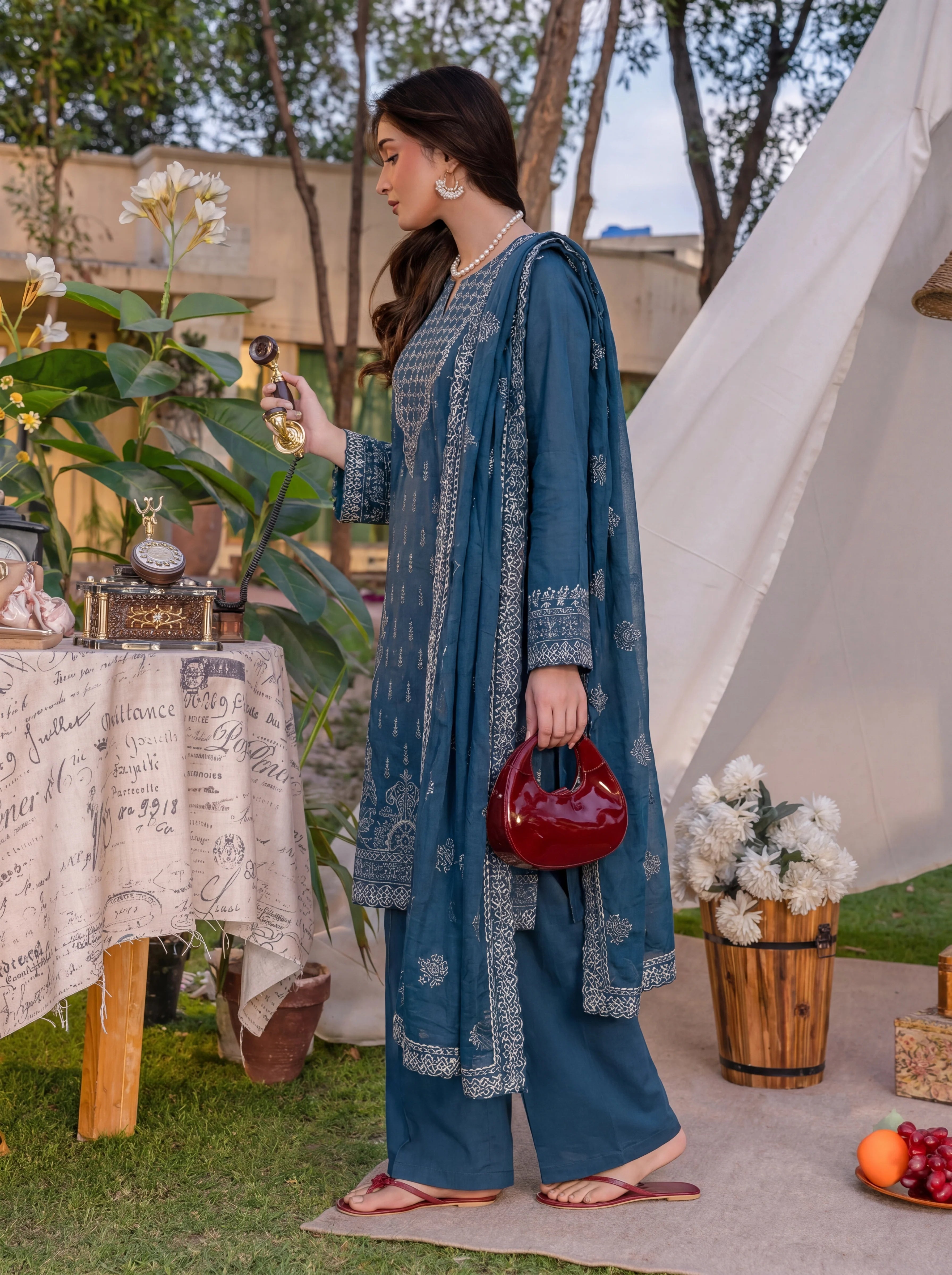 MOON PEARL 3PC LAWN SUIT - SS-1072 - Sundar Stitch