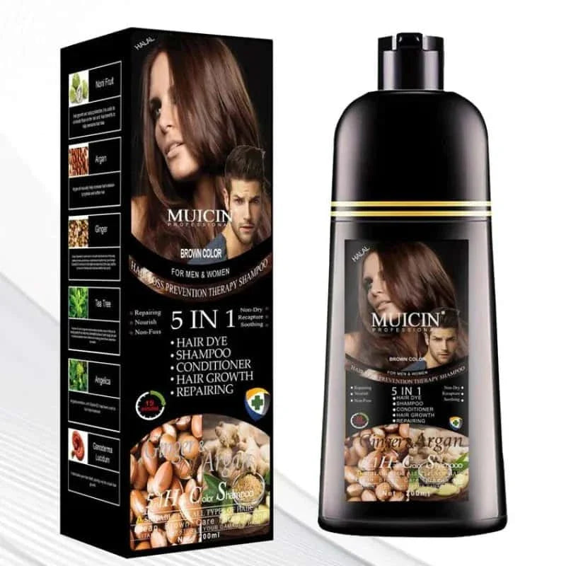 5 In 1 Hair Color Shampoo With Ginger & Argan Oil - Muicin