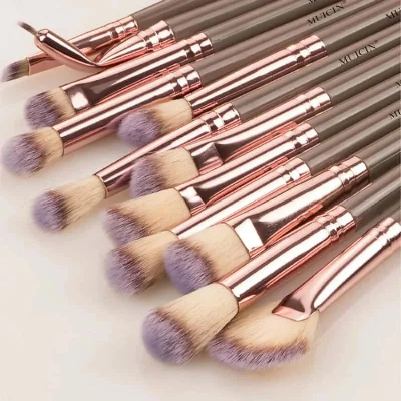 Vegan Eyebrow Brush Set With Pouch - 12 Pieces - Muicin