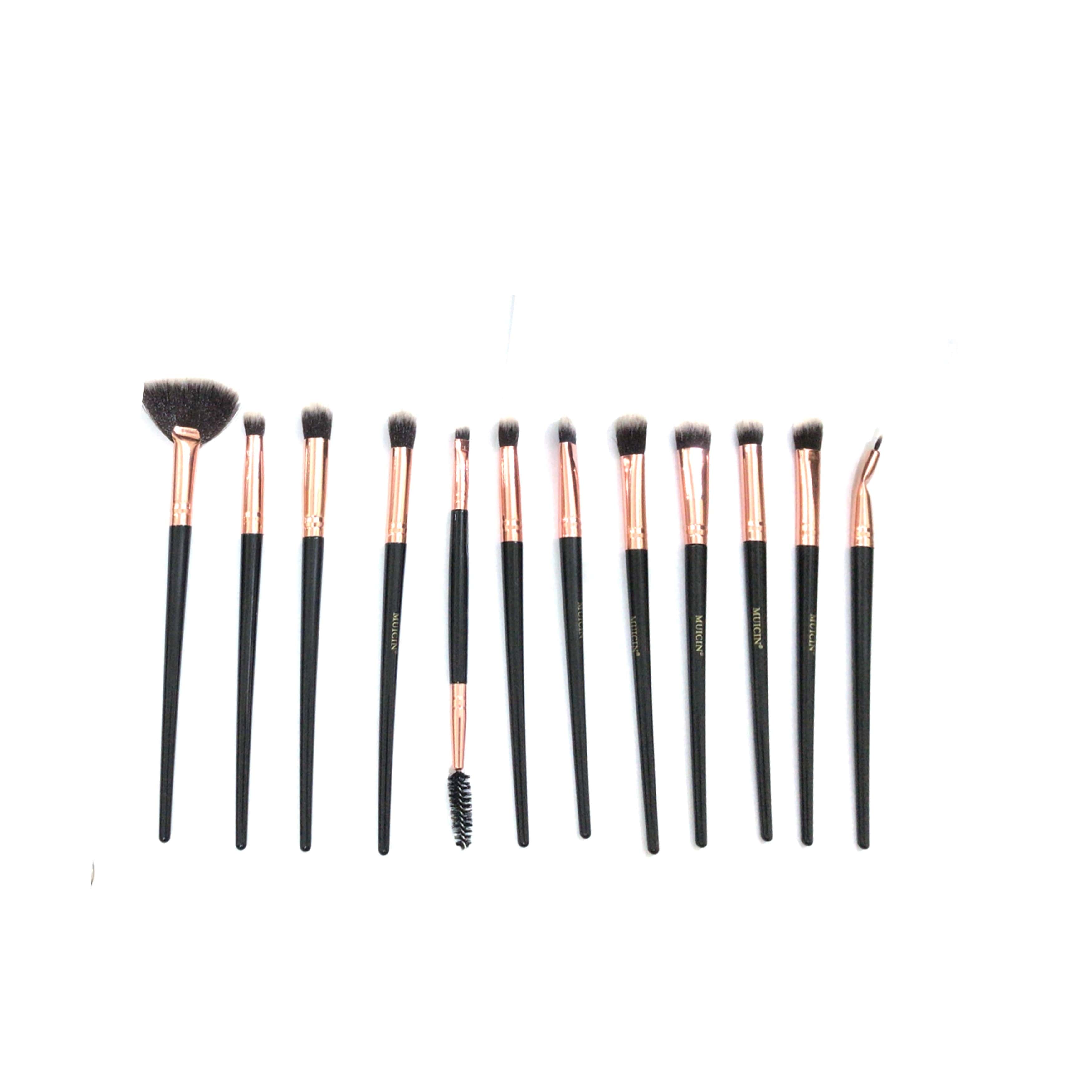 Black Pouch Rose Gold Eye Brush Set - Muicin