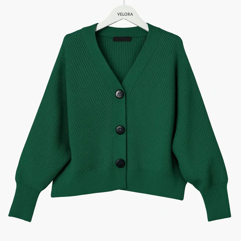 V-Neck Knit Cardigan Loose Bat Sleeve - Velora