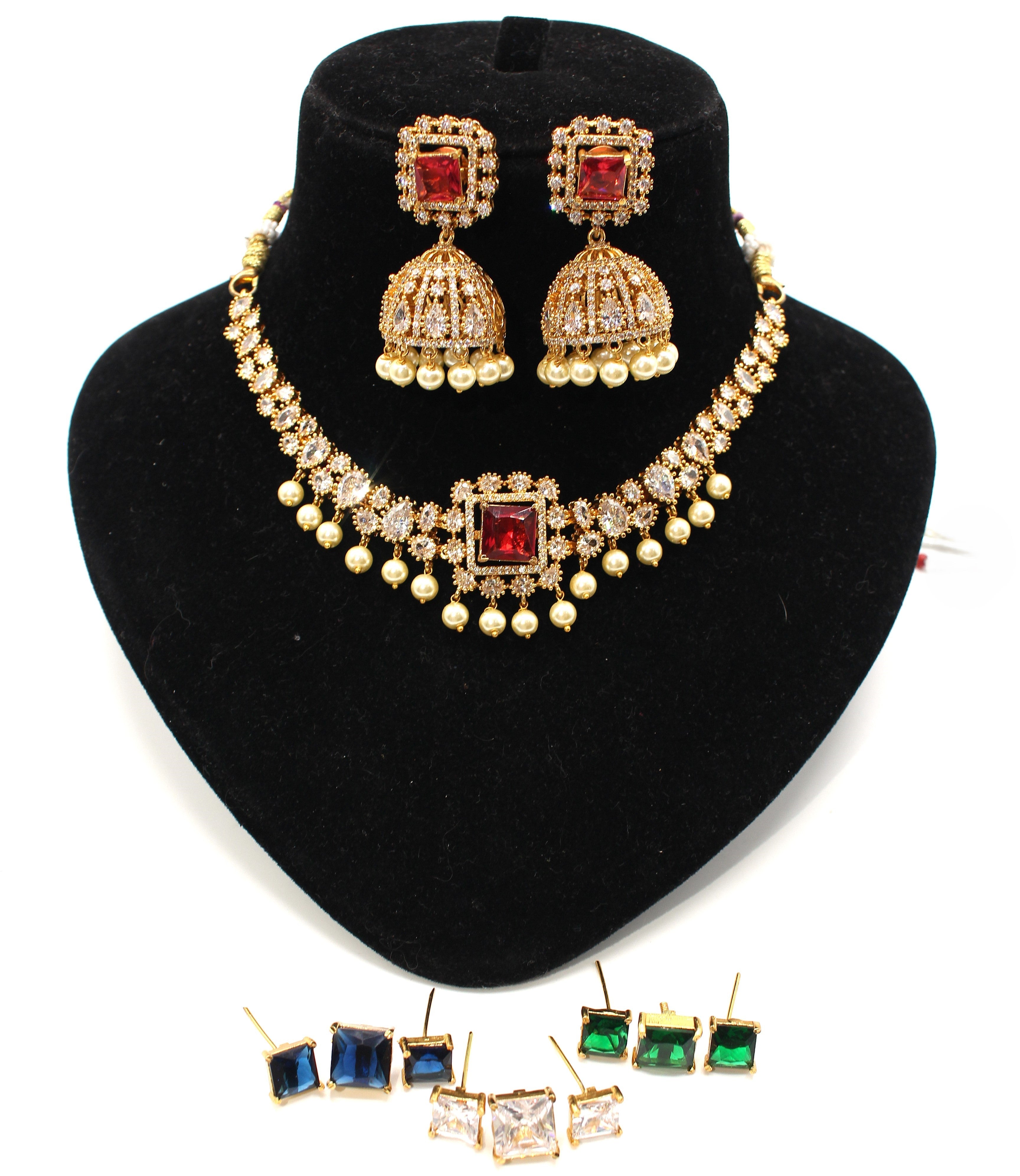 Mossinate Diamond Necklace With Changeable Stones - Aloro Jewels