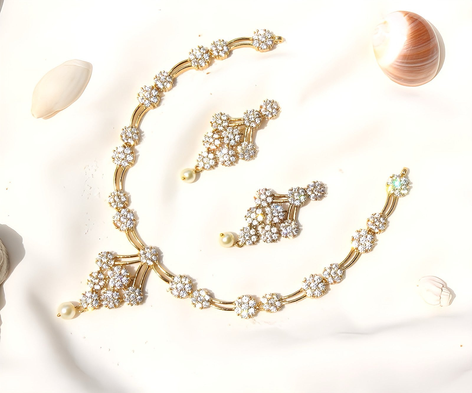 Gold Plated Statement Diamond Necklace - Aloro Jewels