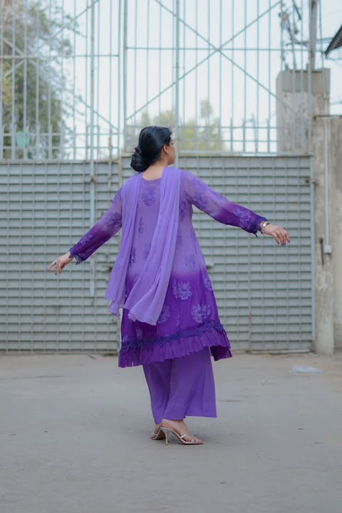 2 Piece Embroidered  Suit (Top+Bottom)
