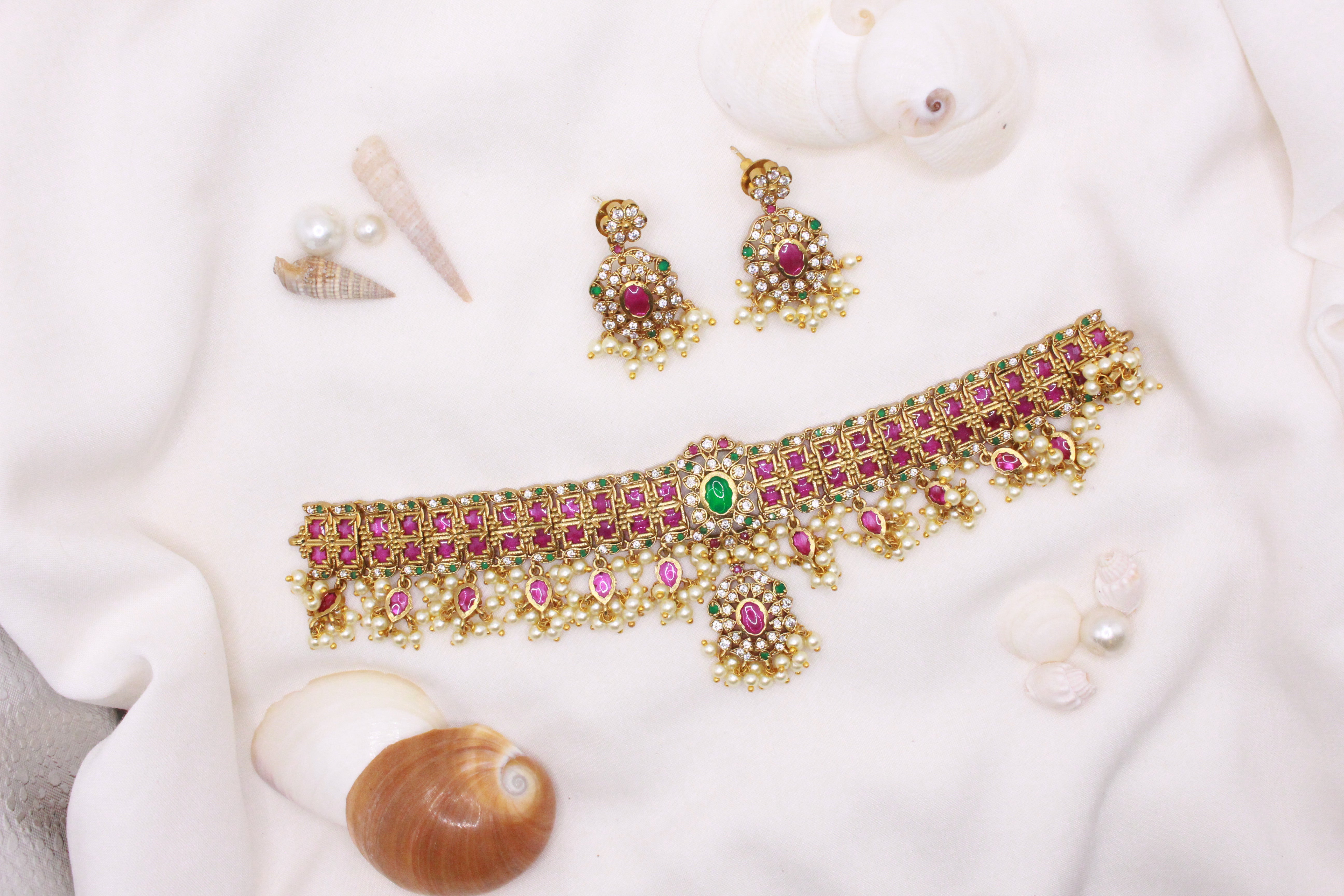 Jadau Bridal Choker Necklace - Aloro Jewels
