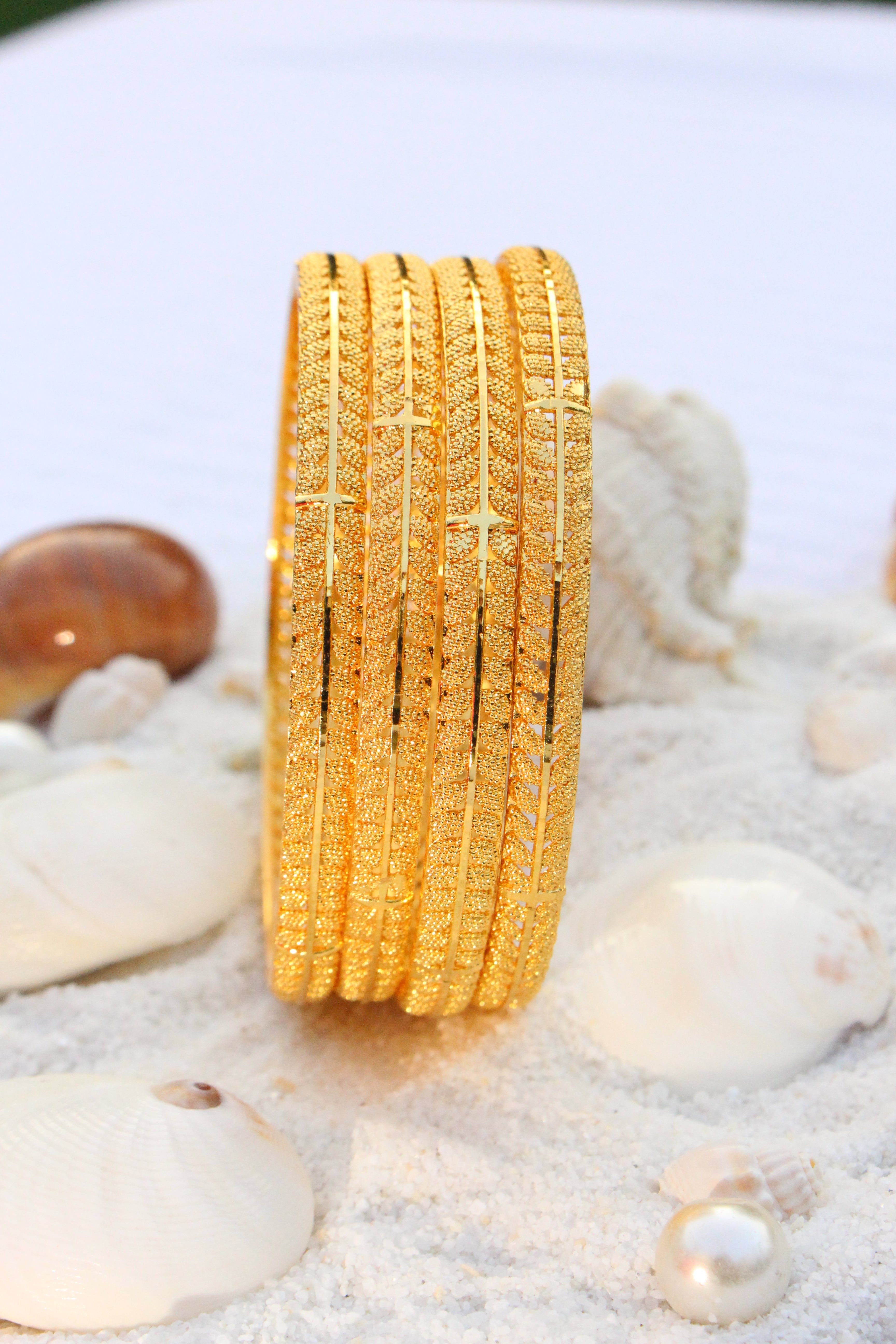 4 Pcs Gold Plated Bangles - Aloro Jewels