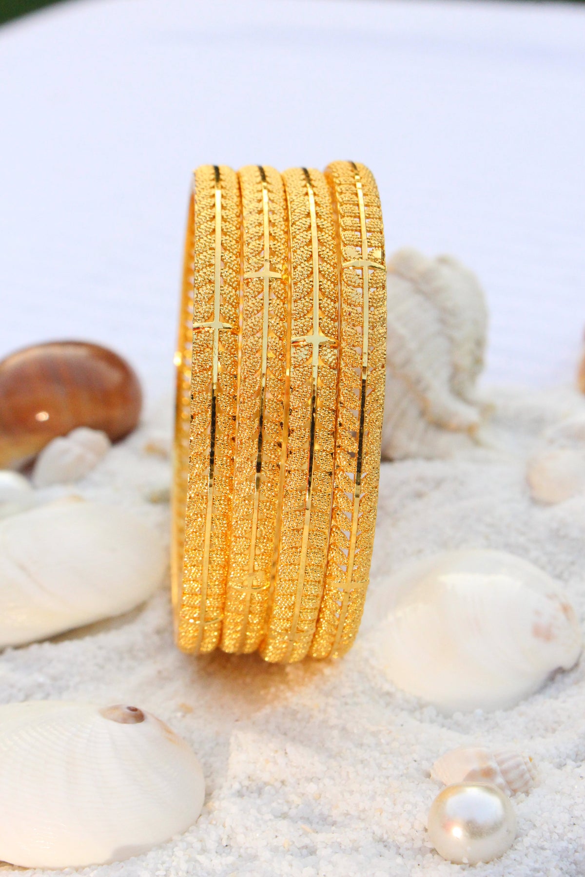 4 Pcs Gold Plated Bangles - Aloro Jewels