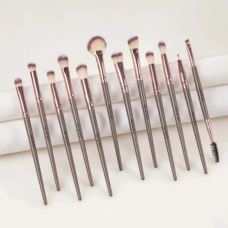 Vegan Eyebrow Brush Set With Pouch - 12 Pieces - Muicin
