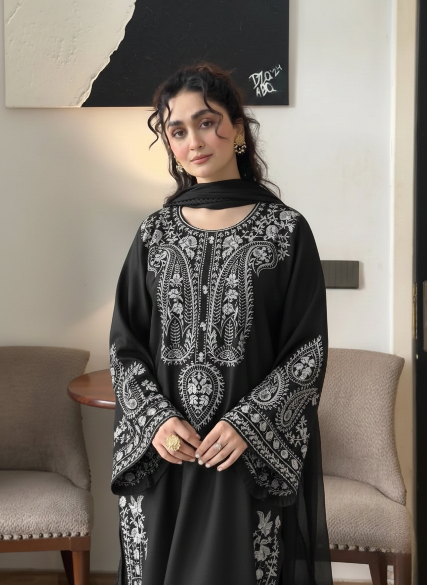 Aleeeza Black 3pcs - Tawakal Closet
