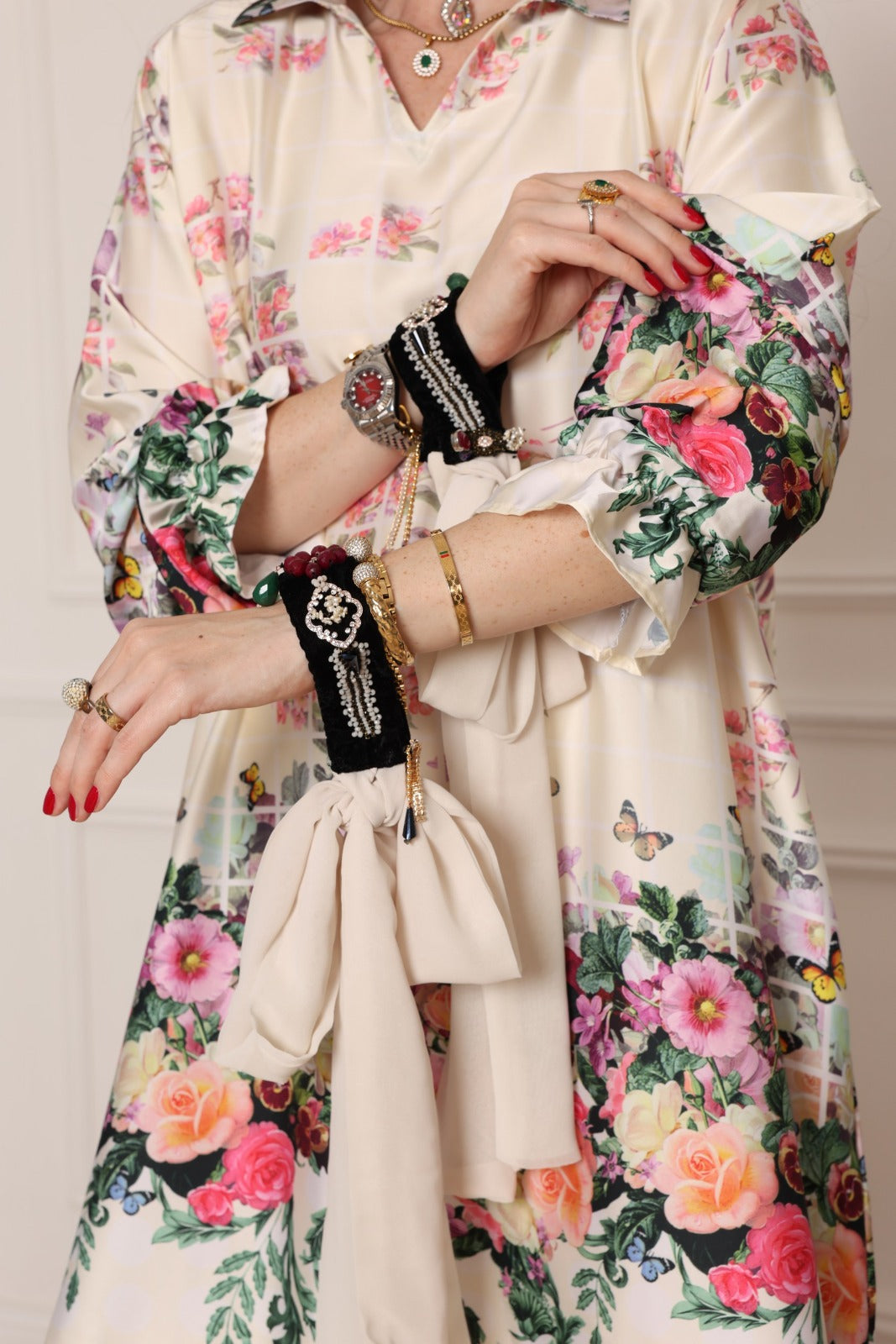 Women’s Satin Floral Printed 2-Piece Set – Shirt & Wide-Leg Trousers - Meemseen Independent