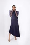 Organza Puffed Sleeves Dress - SYAH