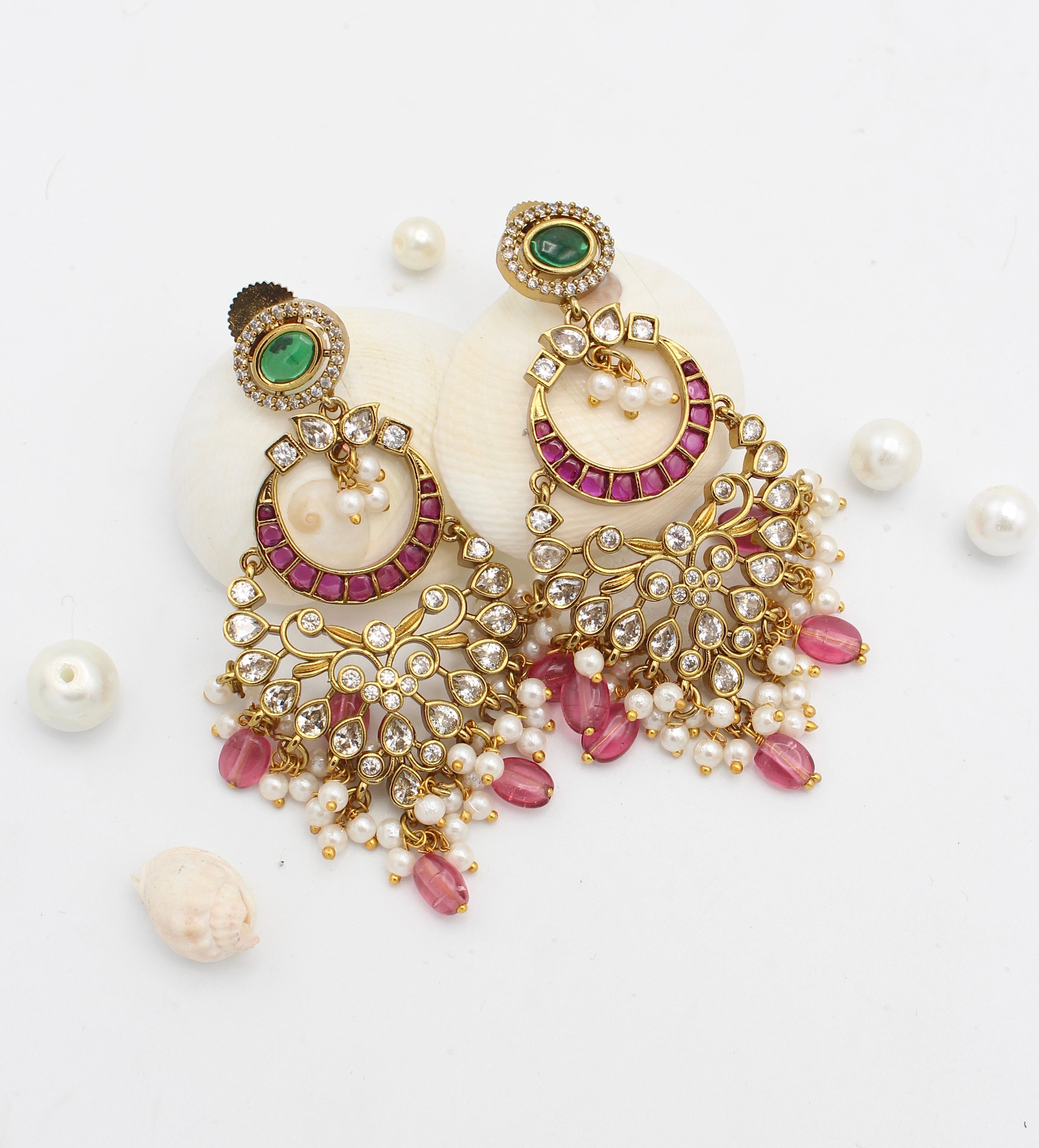 Jhoom Gold Plated Jadau Earrings - Aloro Jewels
