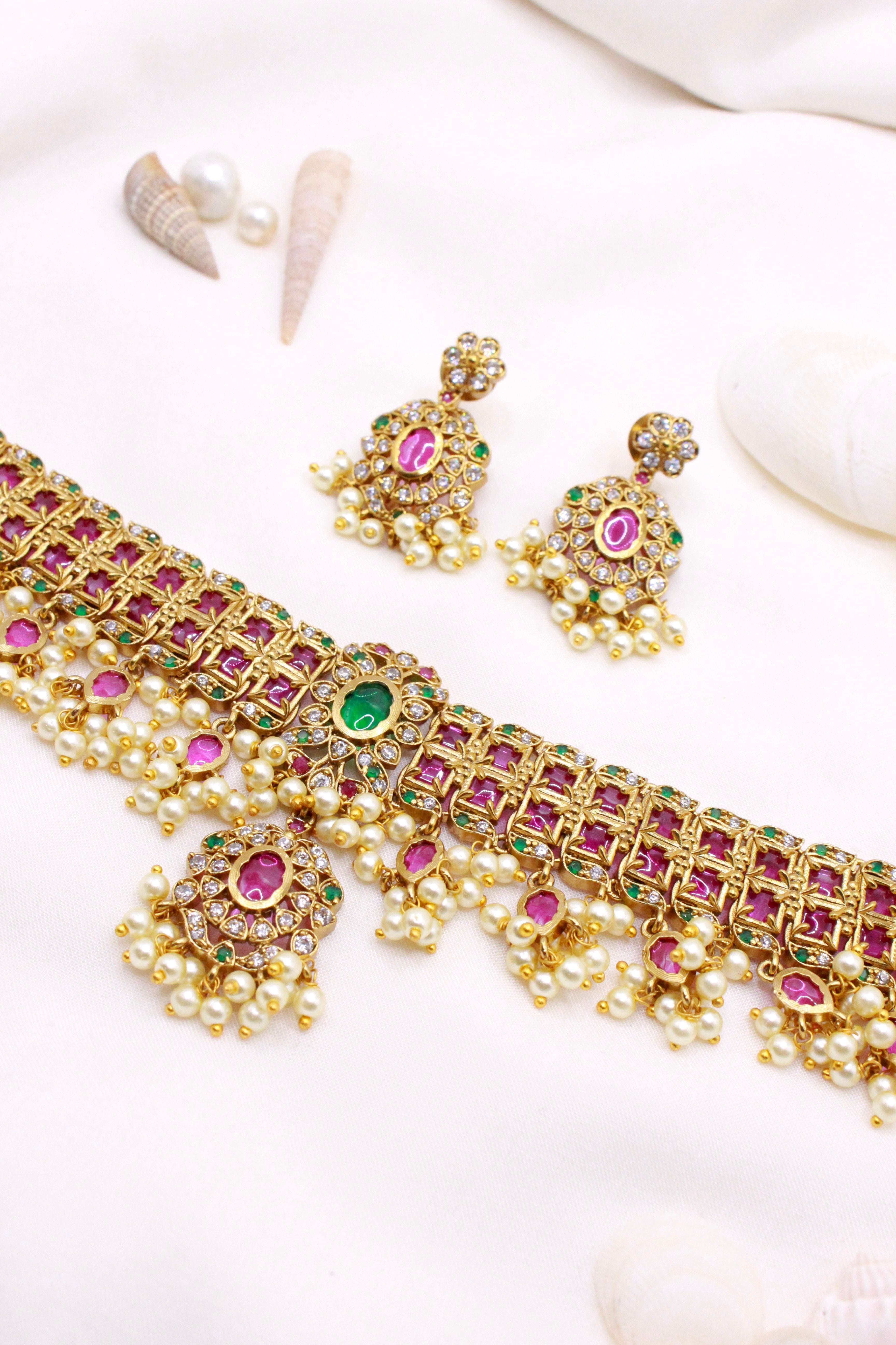 Jadau Bridal Choker Necklace - Aloro Jewels
