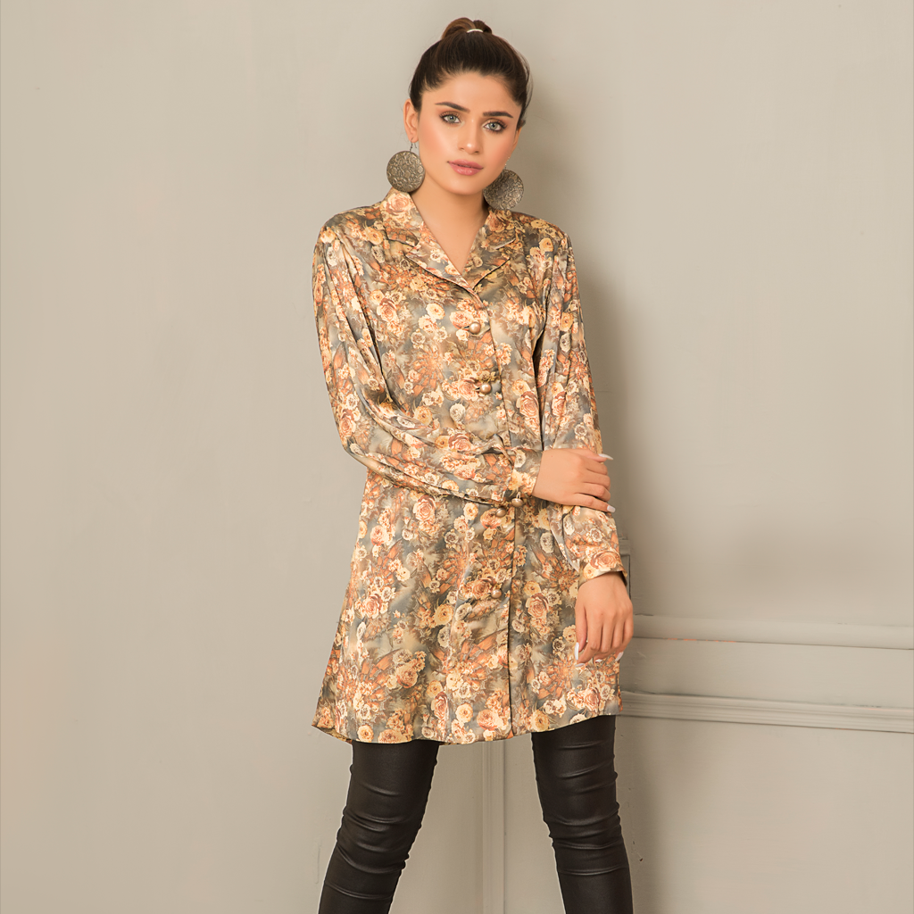 Silk Coat Collar Shirt - SYAH