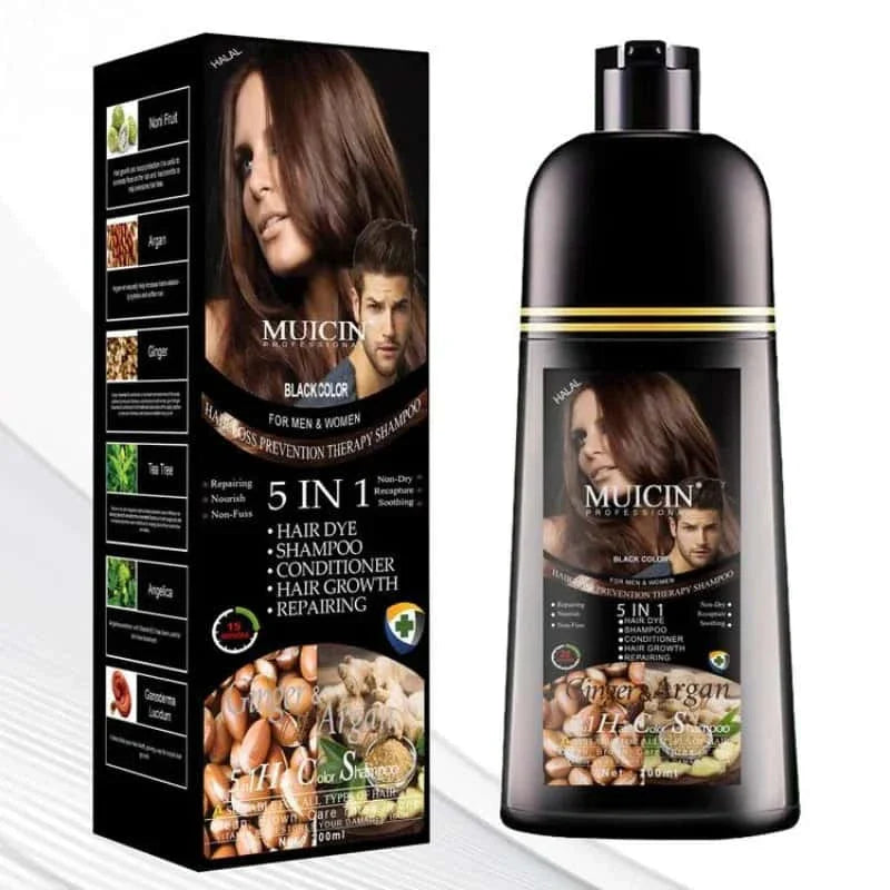 5 In 1 Hair Color Shampoo With Ginger & Argan Oil - Muicin