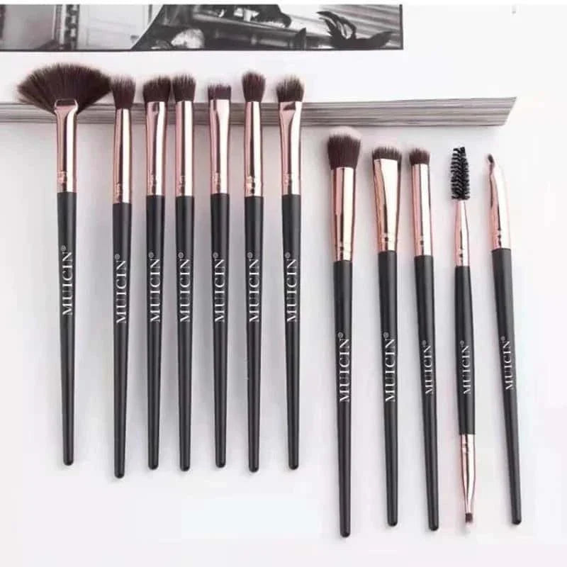 Rose Gold & Black Eye Brush Collection - 12 Pieces - Muicin