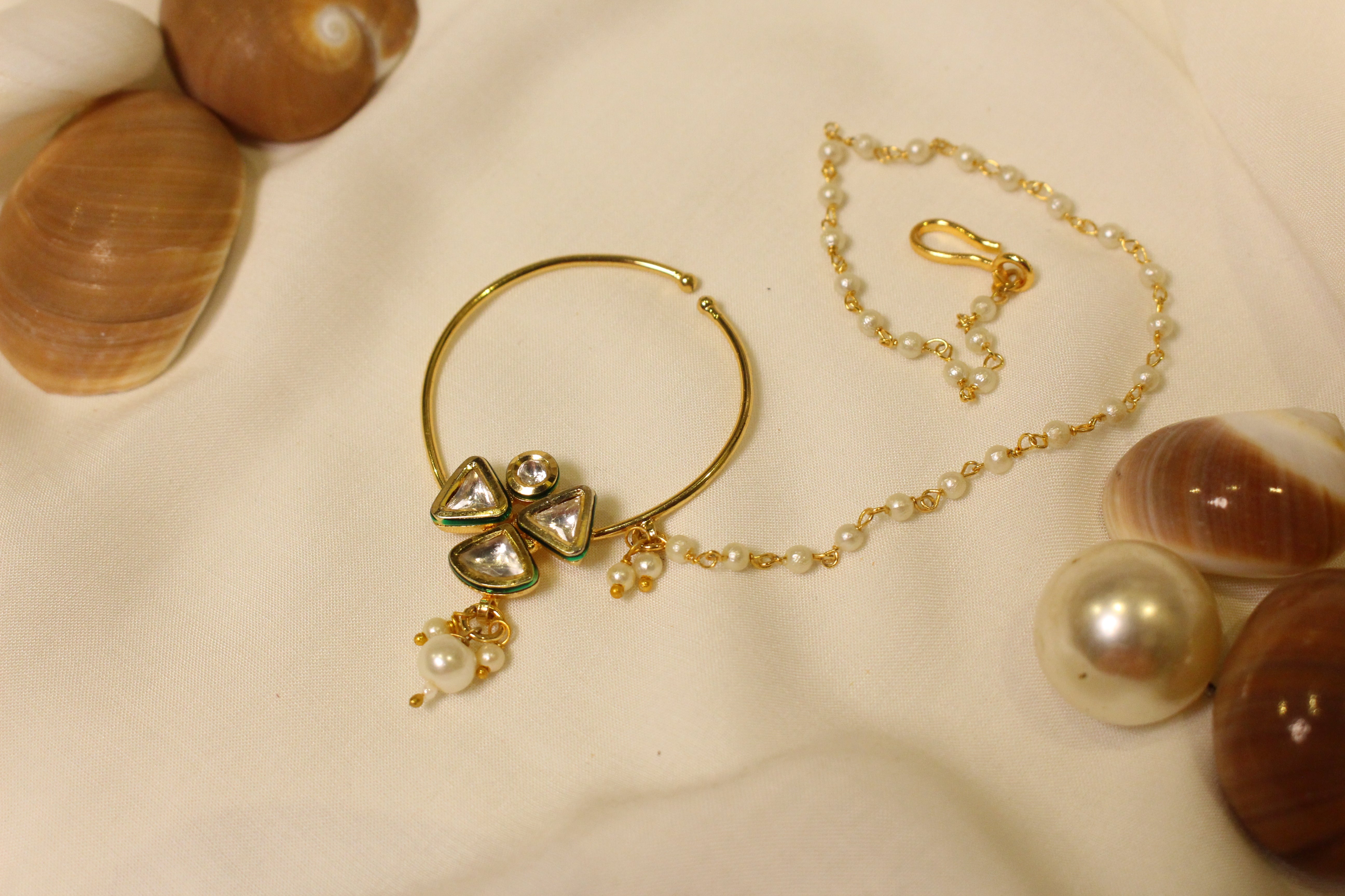 White Kundan Nath - Aloro Jewels