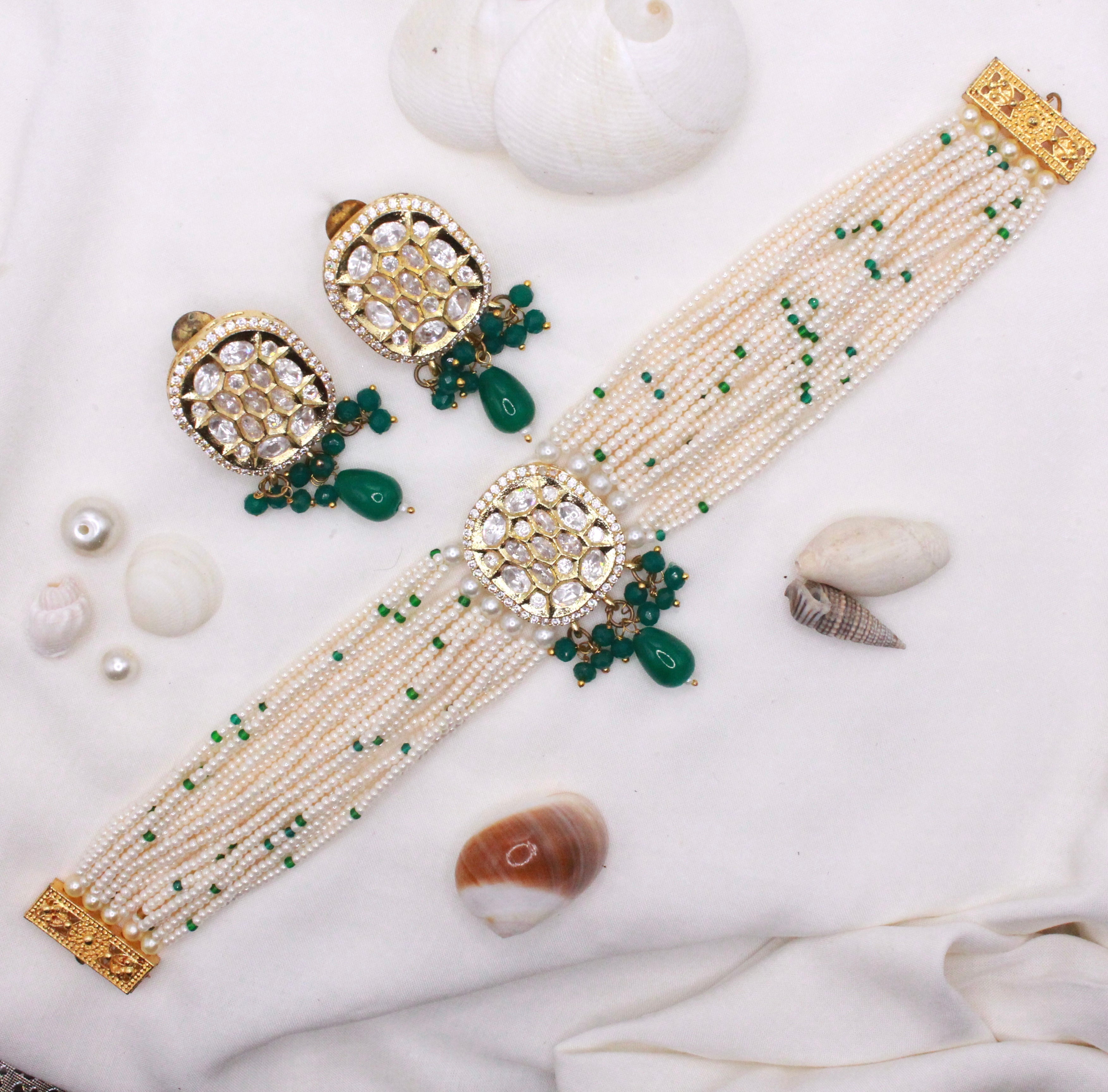 Green Pearl Choker - Aloro Jewels
