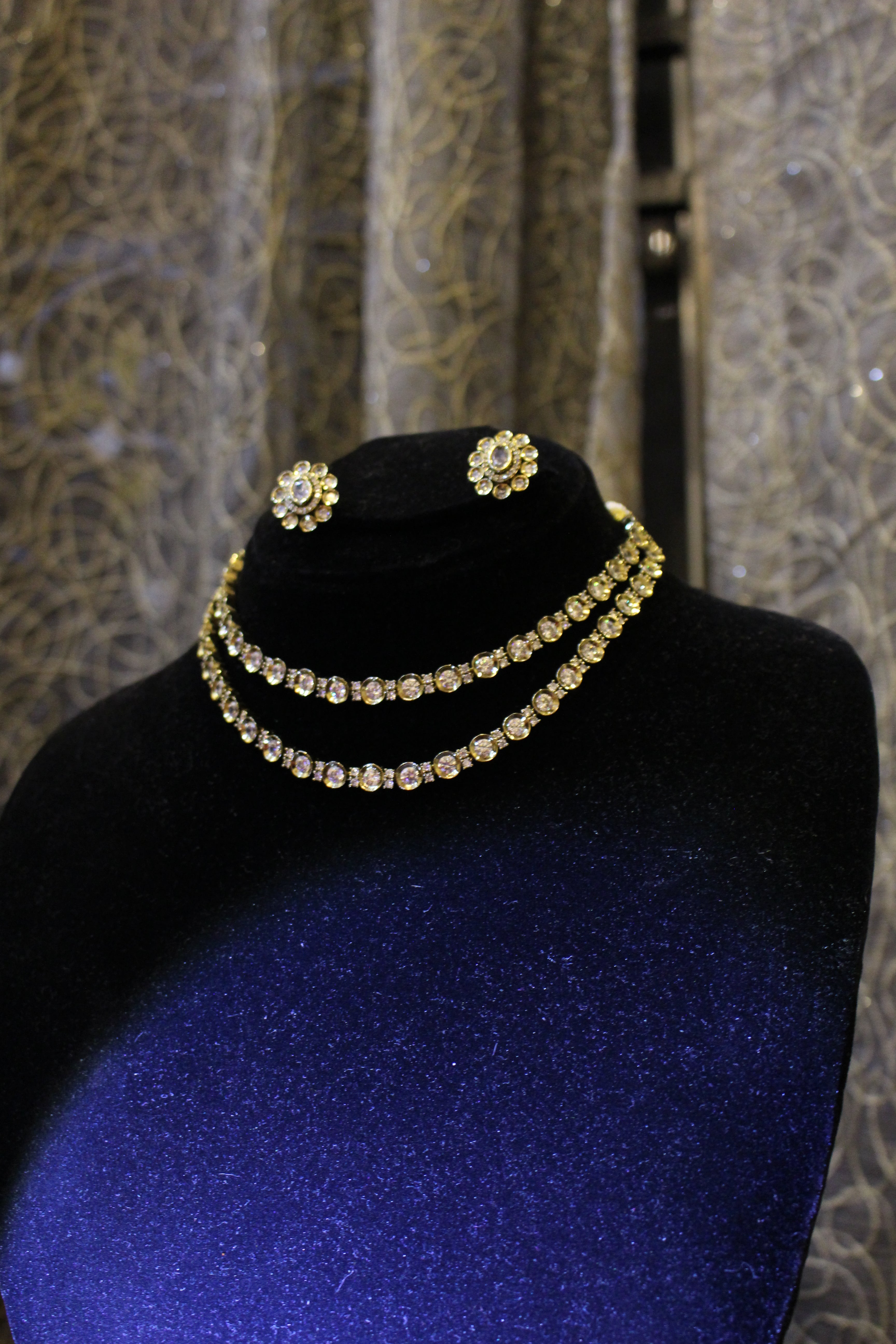 Gold Plated American Diamond Kundan Necklace - Aloro Jewels