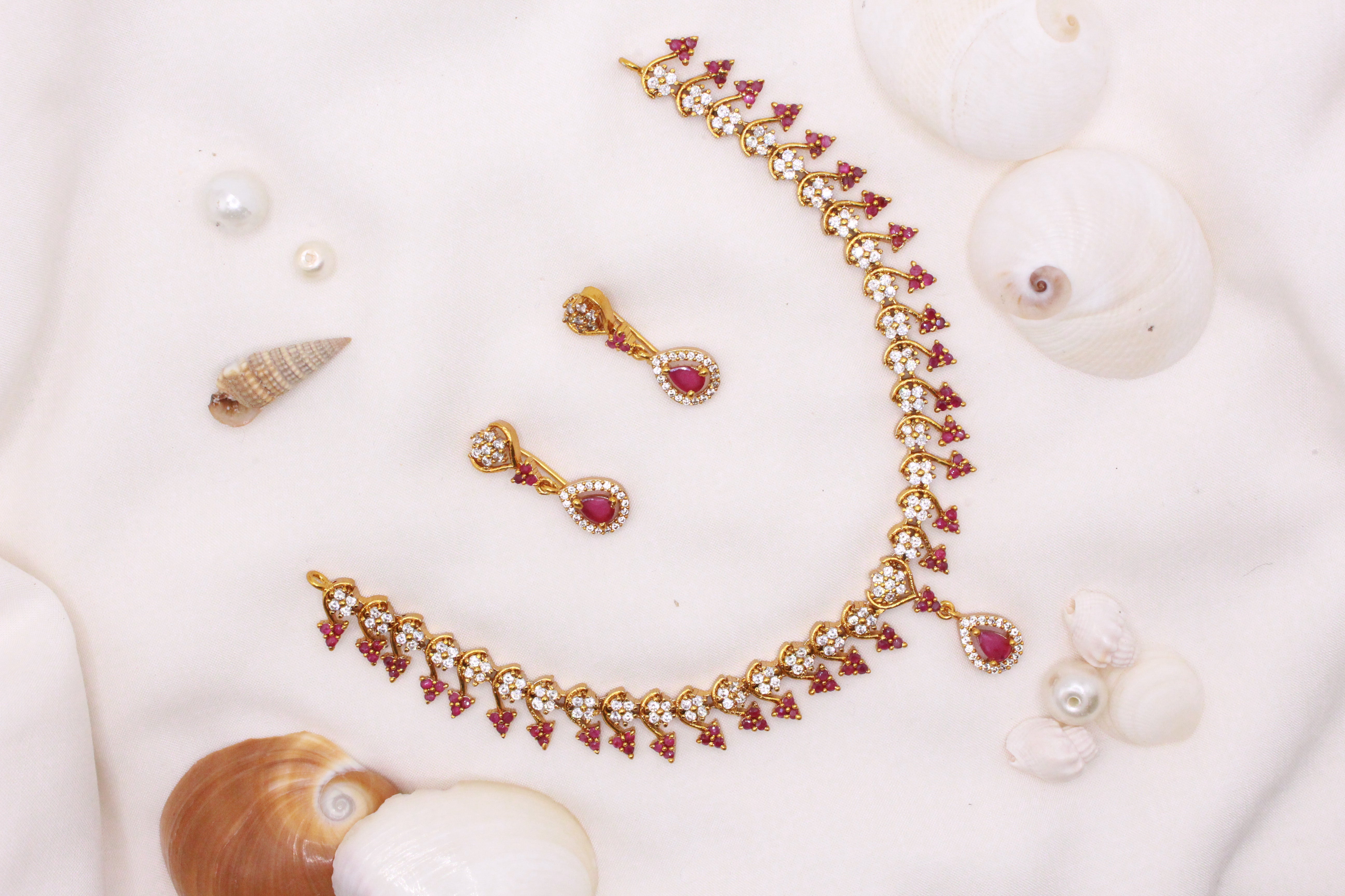 Diamond Designer Red Set - Aloro Jewels