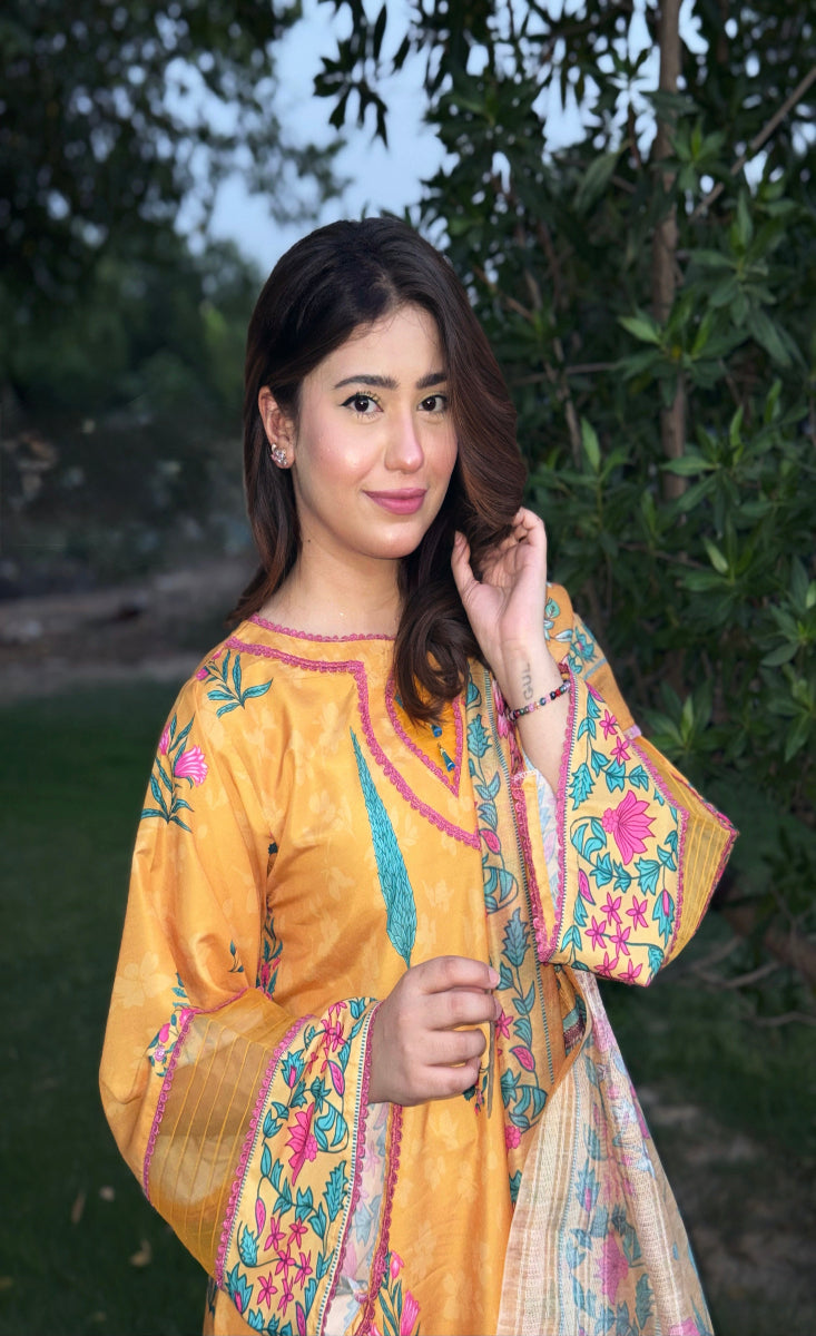 Zarqa Gul - Stitched 3 Pcs - Kala Jora
